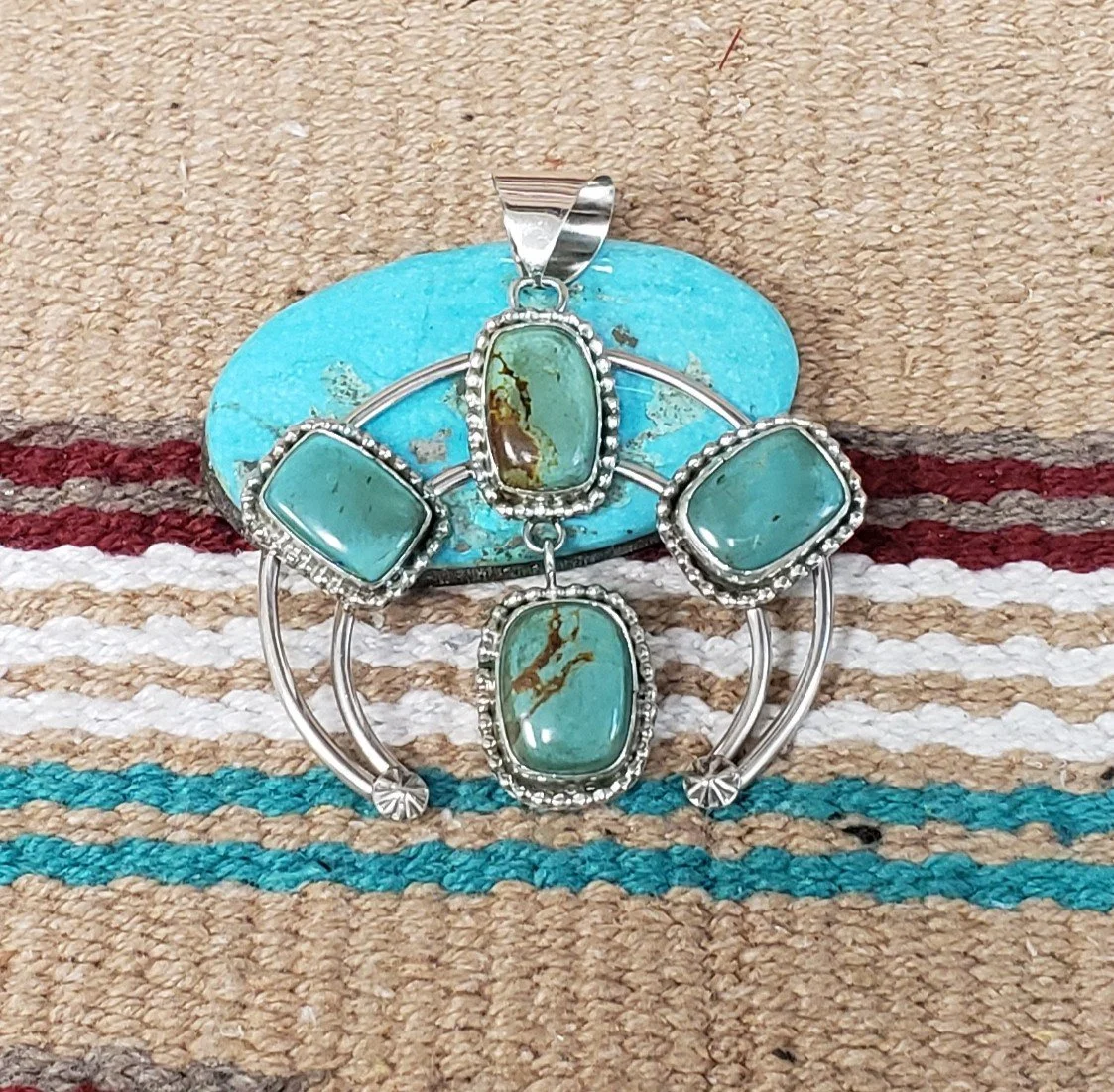 Sterling Silver Naja Pendant with Turquoise