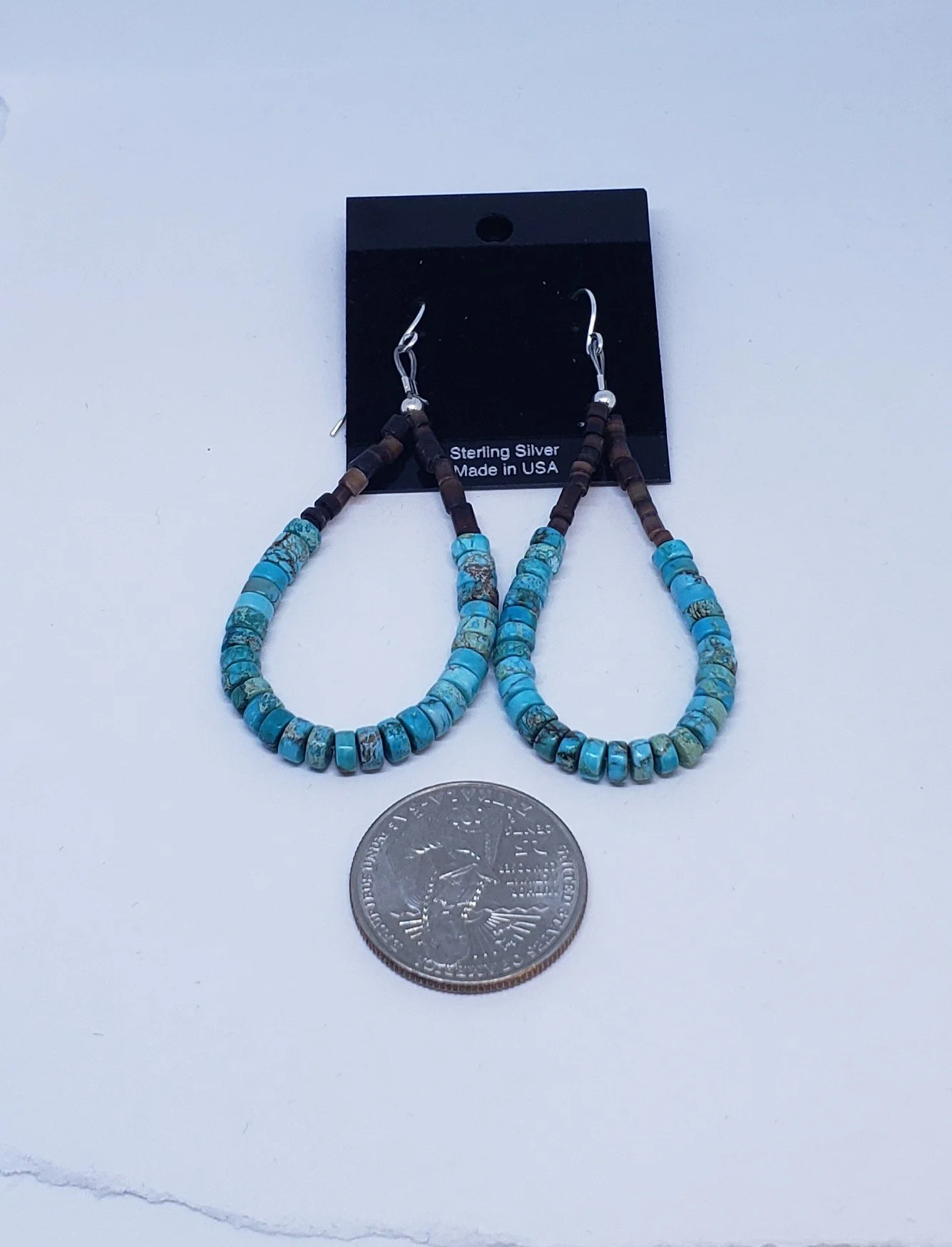 Turquoise Earrings with Heishi Beads