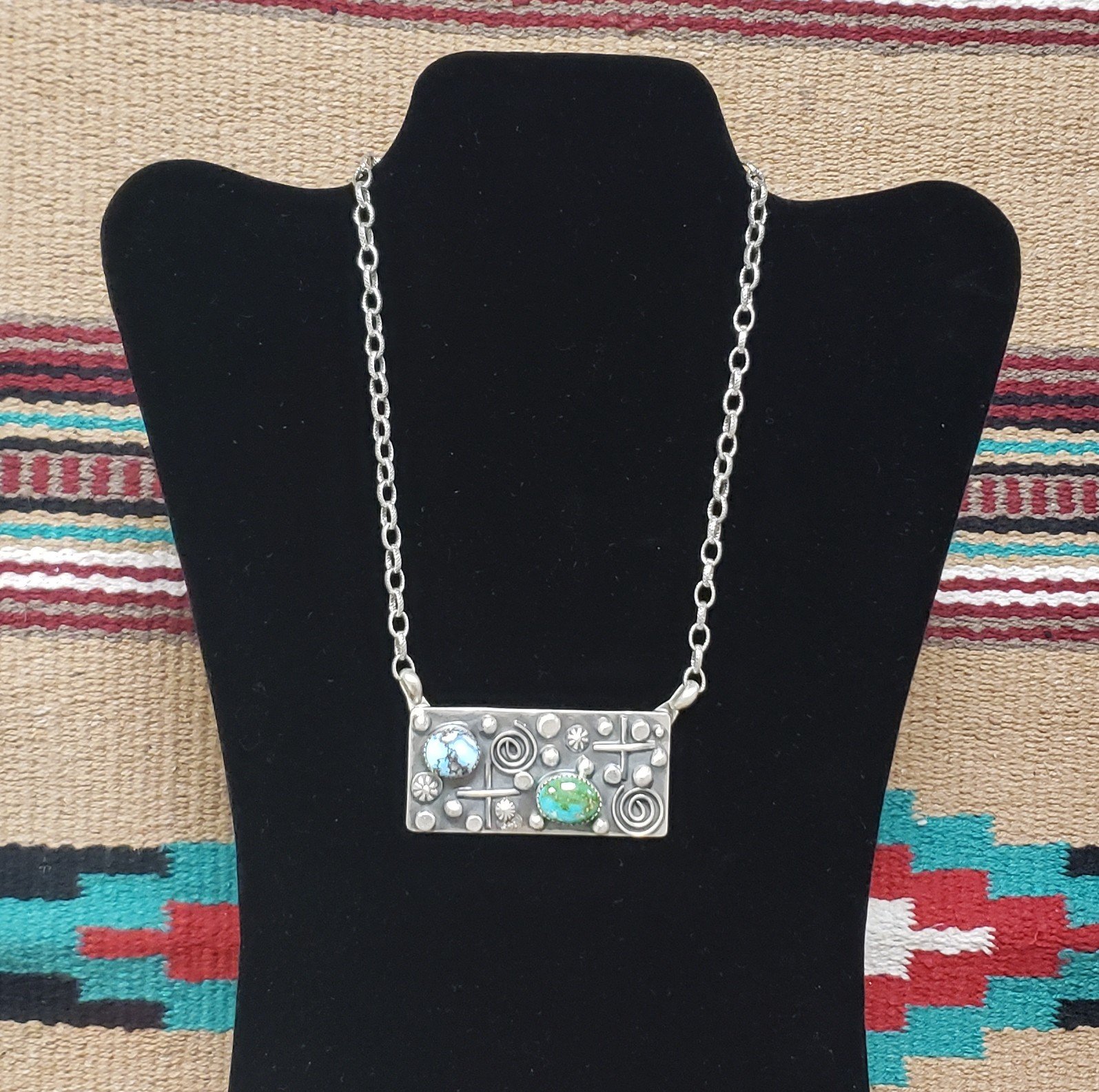 Sterling Silver Necklace with Golden Hill and Turquoise