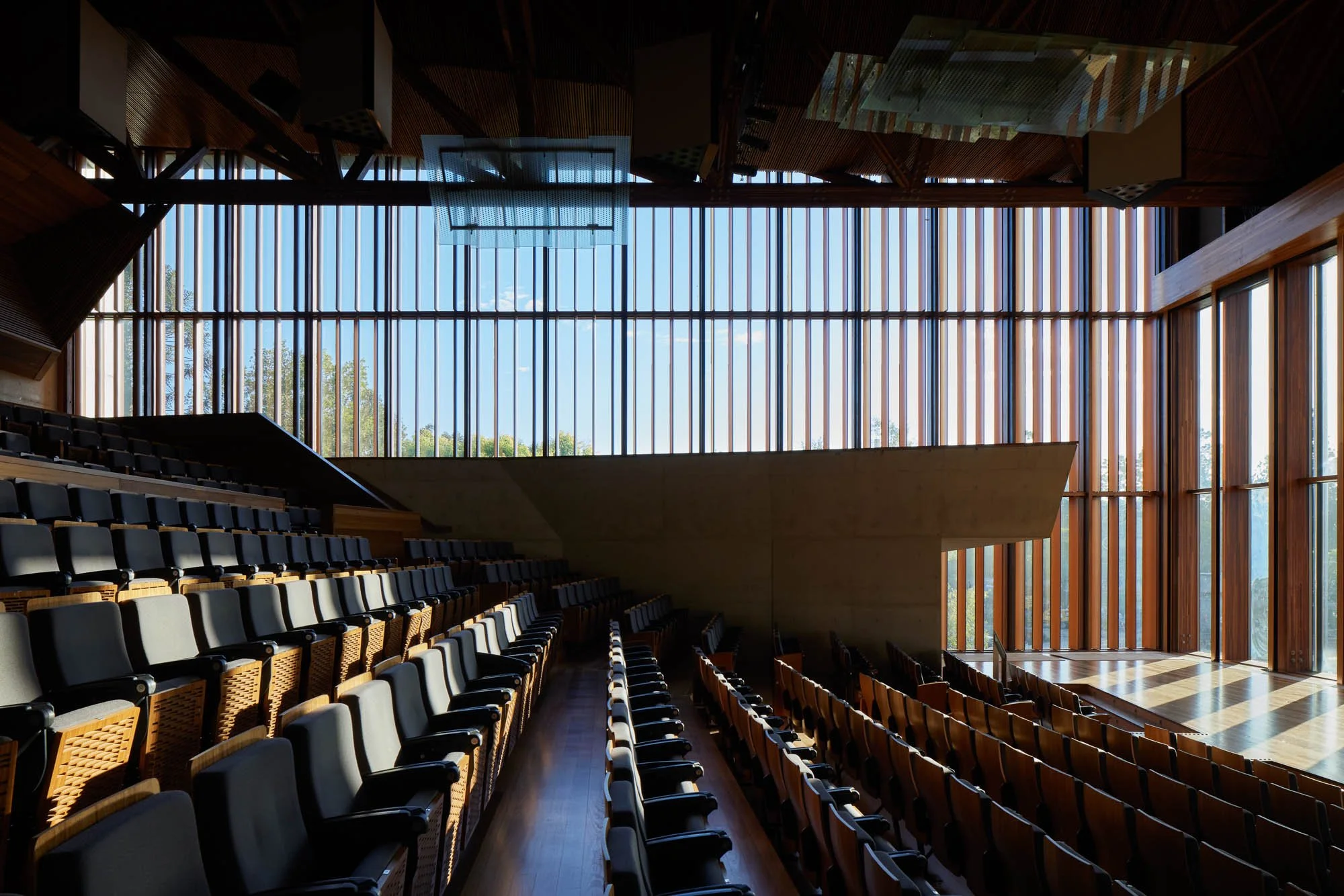 Lecture Hall 2 within the University of Queensland's Advanced Engineering Building (AEB) designed by Richard Kirk Architect and Hassell