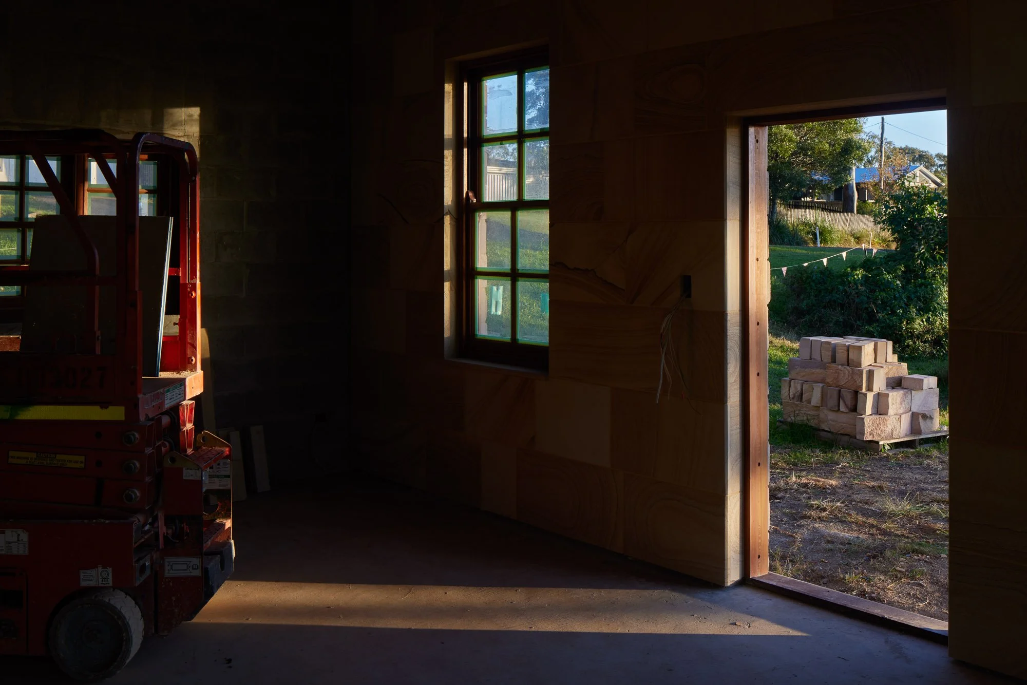 Interior Detail during construction of Sandstone Residence in Mount Tamborine
