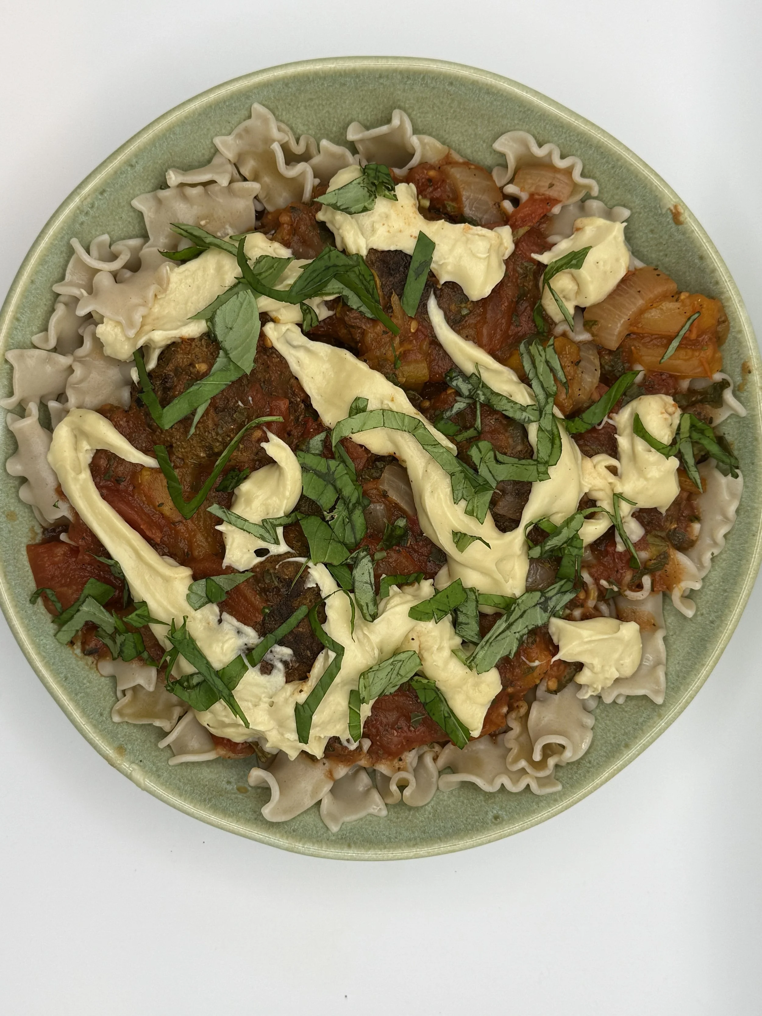 Creamy Tomato Pasta with Roasted Eggplant and Mushroom Meatballs.jpg
