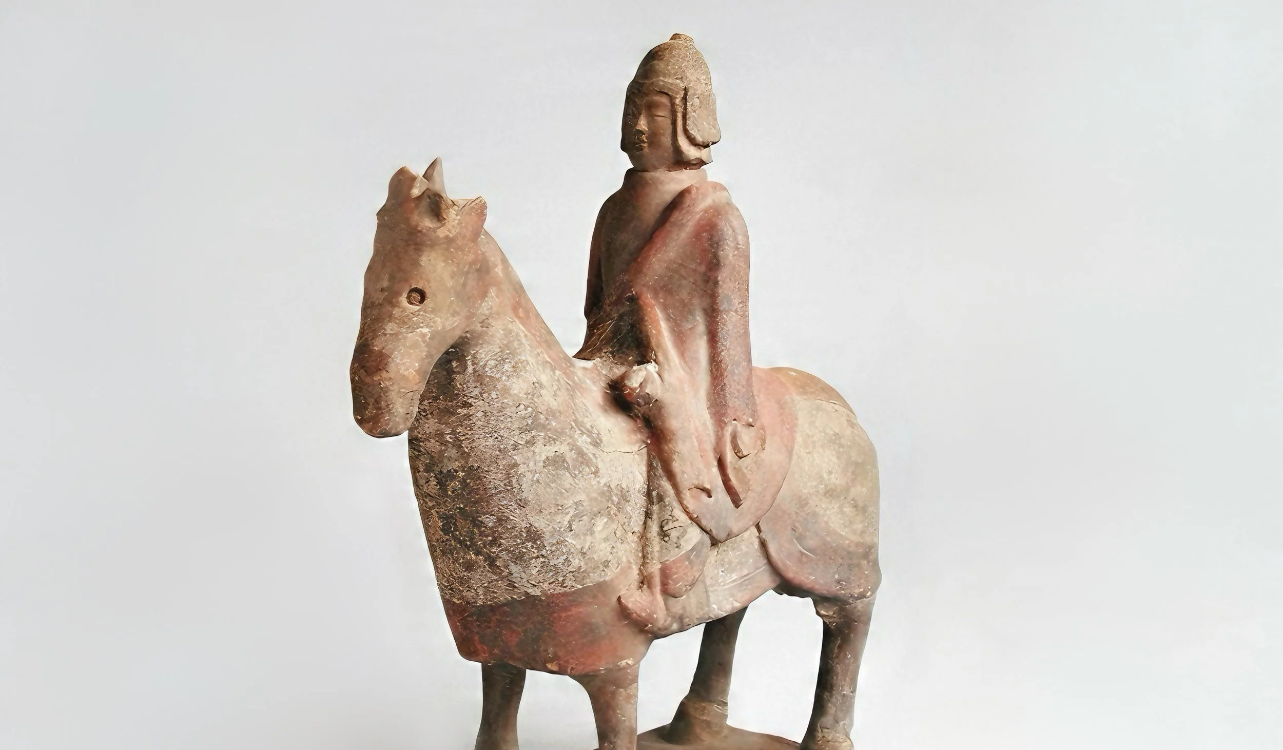 Northern Qi Dynasty Painted Pottery Equestrian Warrior 北齊 彩繪陶騎馬武士俑