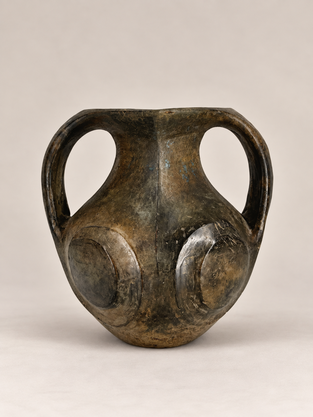 Han Amphora, Burnished Black Pottery Jar 漢 黑陶雙耳壺