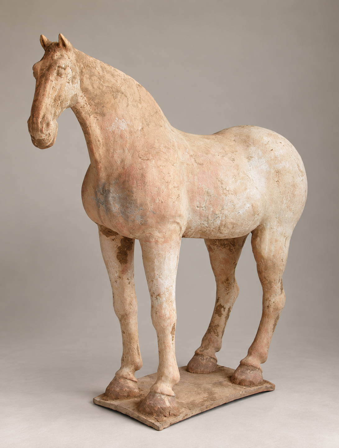 Tang Red Pottery Painted Horses with TL  唐 紅陶彩繪馬一對