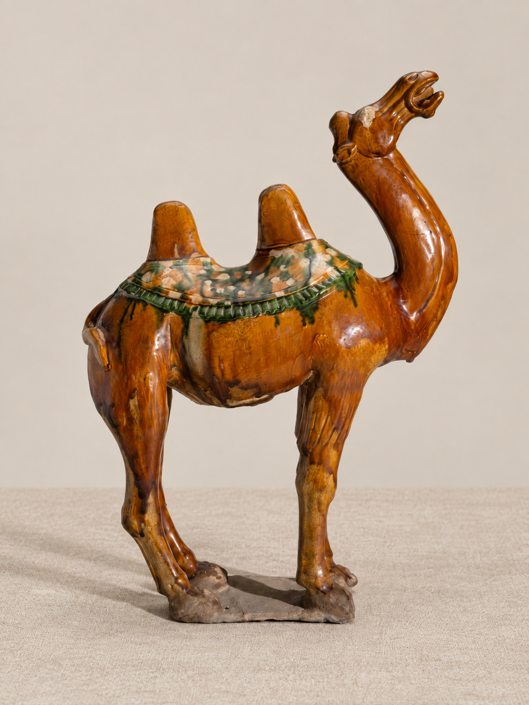 Tang Sancai-glazed Pottery Camel 唐 三彩雙峰駱駝