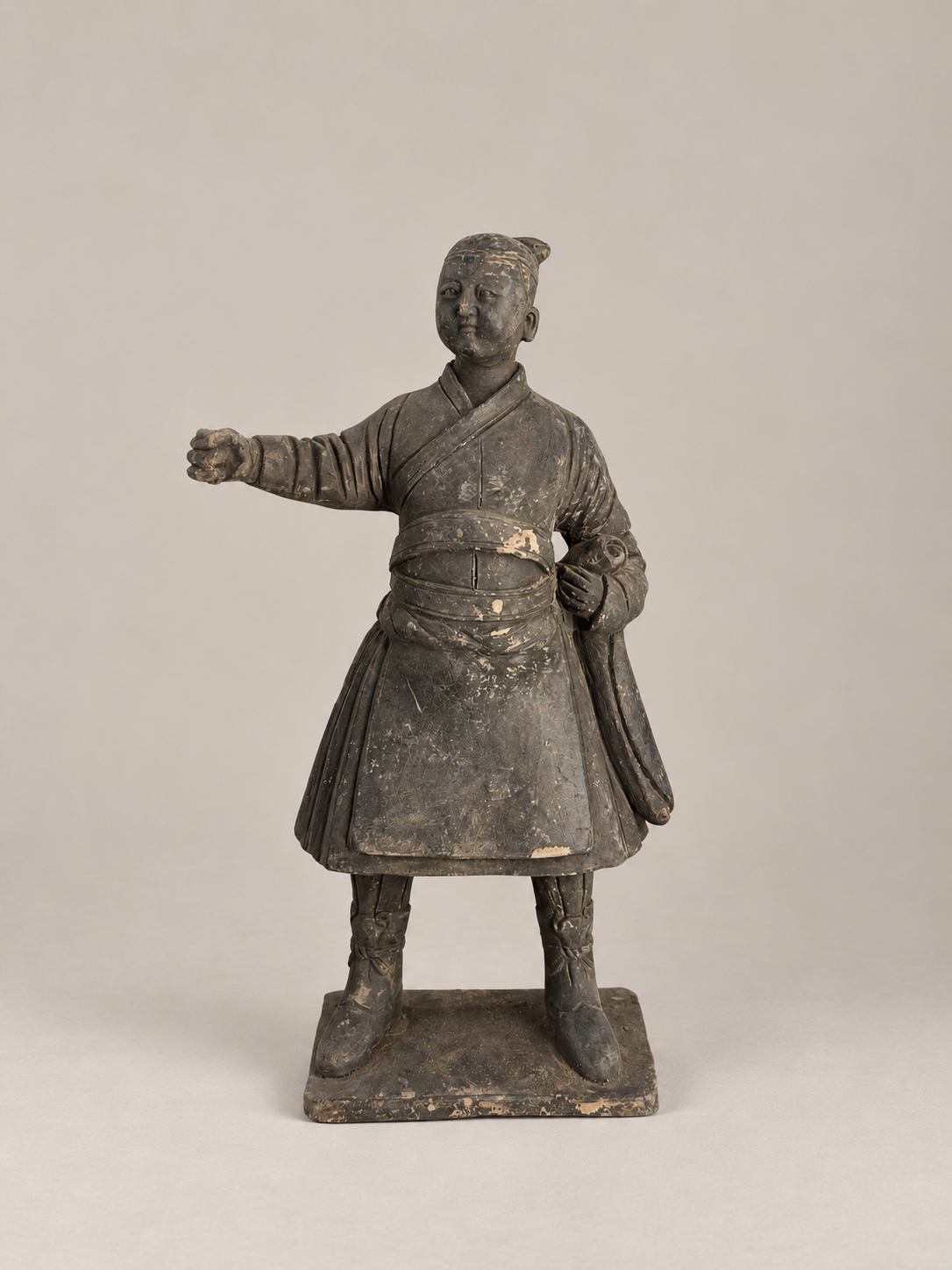 Yuan Dynasty Terracotta Figure of an Attendant 元 灰陶立俑侍者像