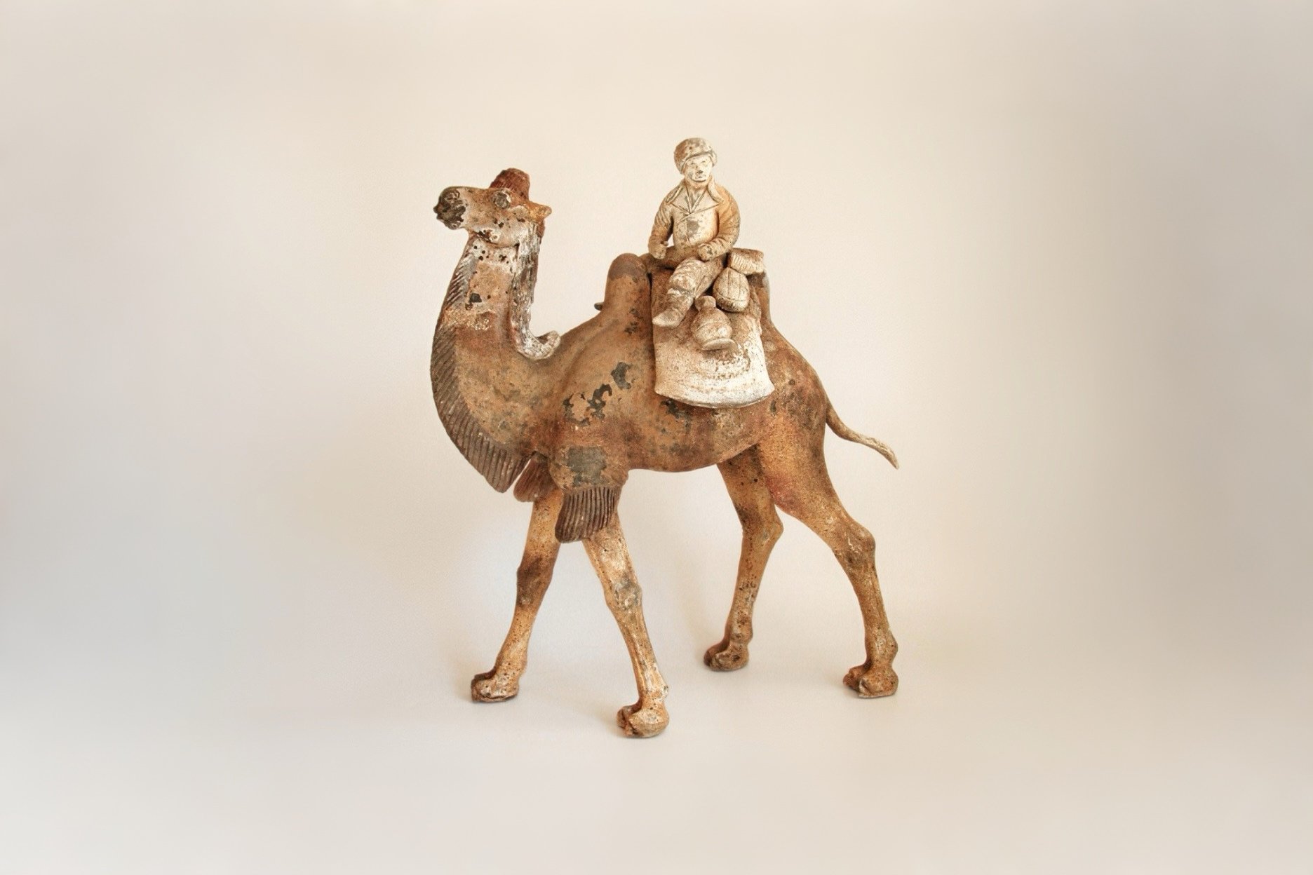 Tang Dynasty Pottery Camel and Rider 唐 駱駝載旅俑