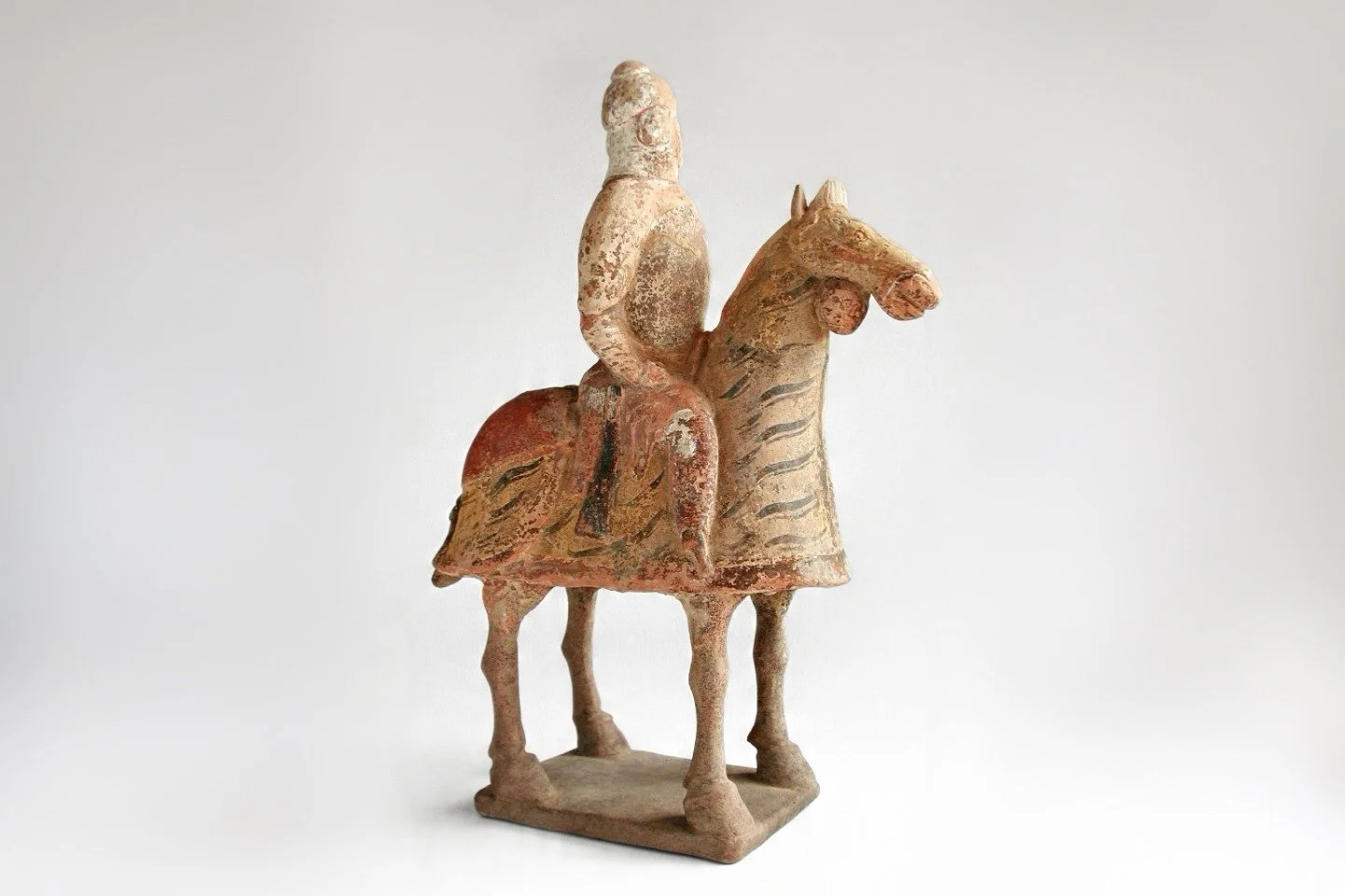 Northern Qi Dynasty Painted Pottery Armoured Equestrian Warrior 北齊彩繪陶甲騎具裝武士俑