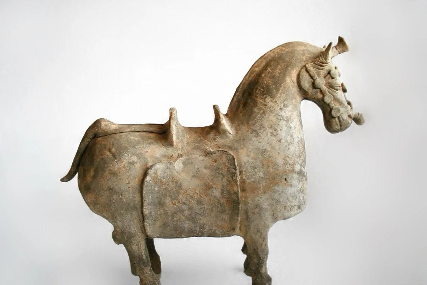 Rare Sixteen Kingdoms Armoured Pottery War Horse 十六國時期大型披甲灰陶戰馬