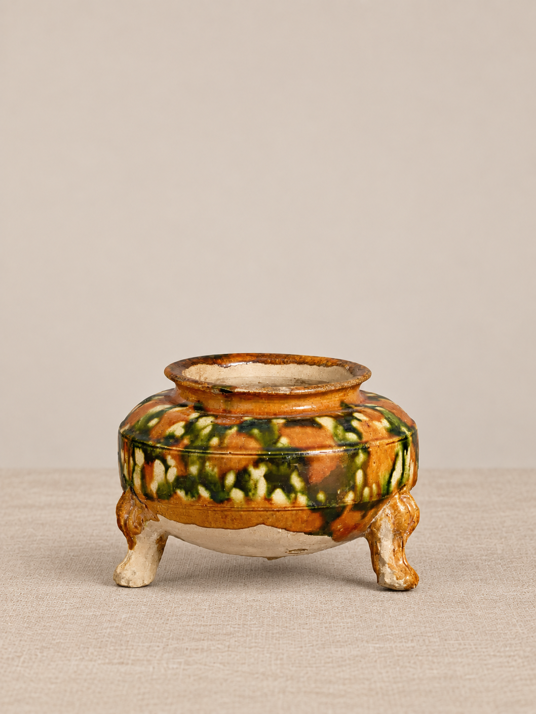 Tang Dynasty Sancai-glazed Tripod Censer 唐代 三彩釉三足爐