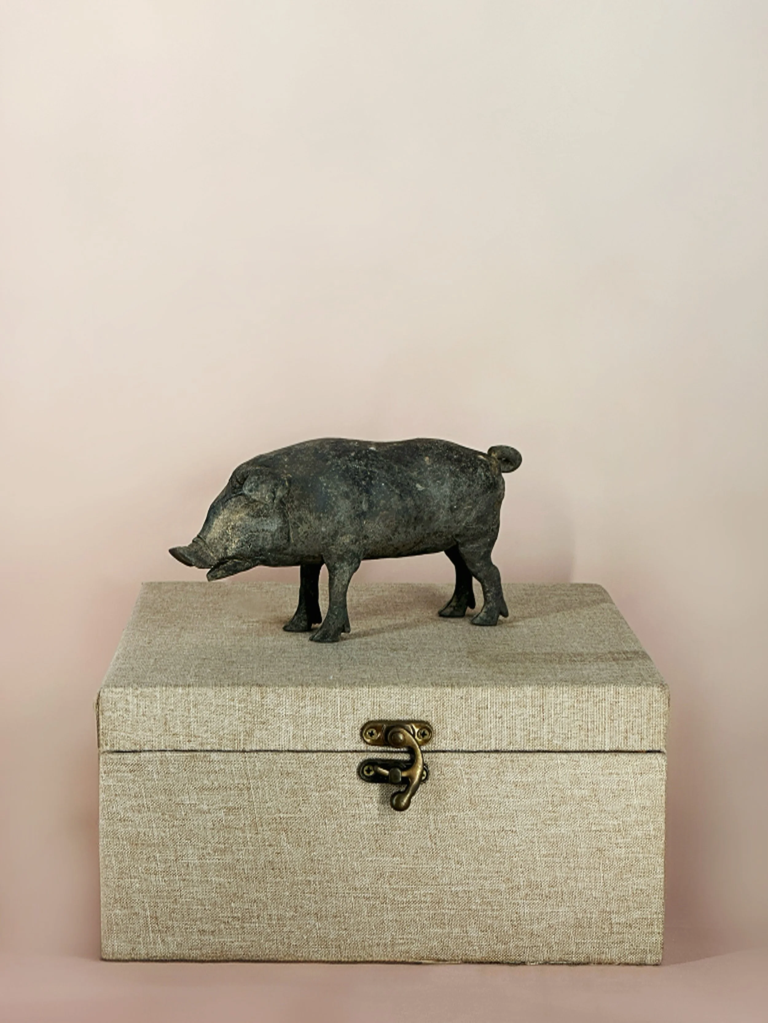 Han Grey pottery model of a standing pig 漢 灰陶豬