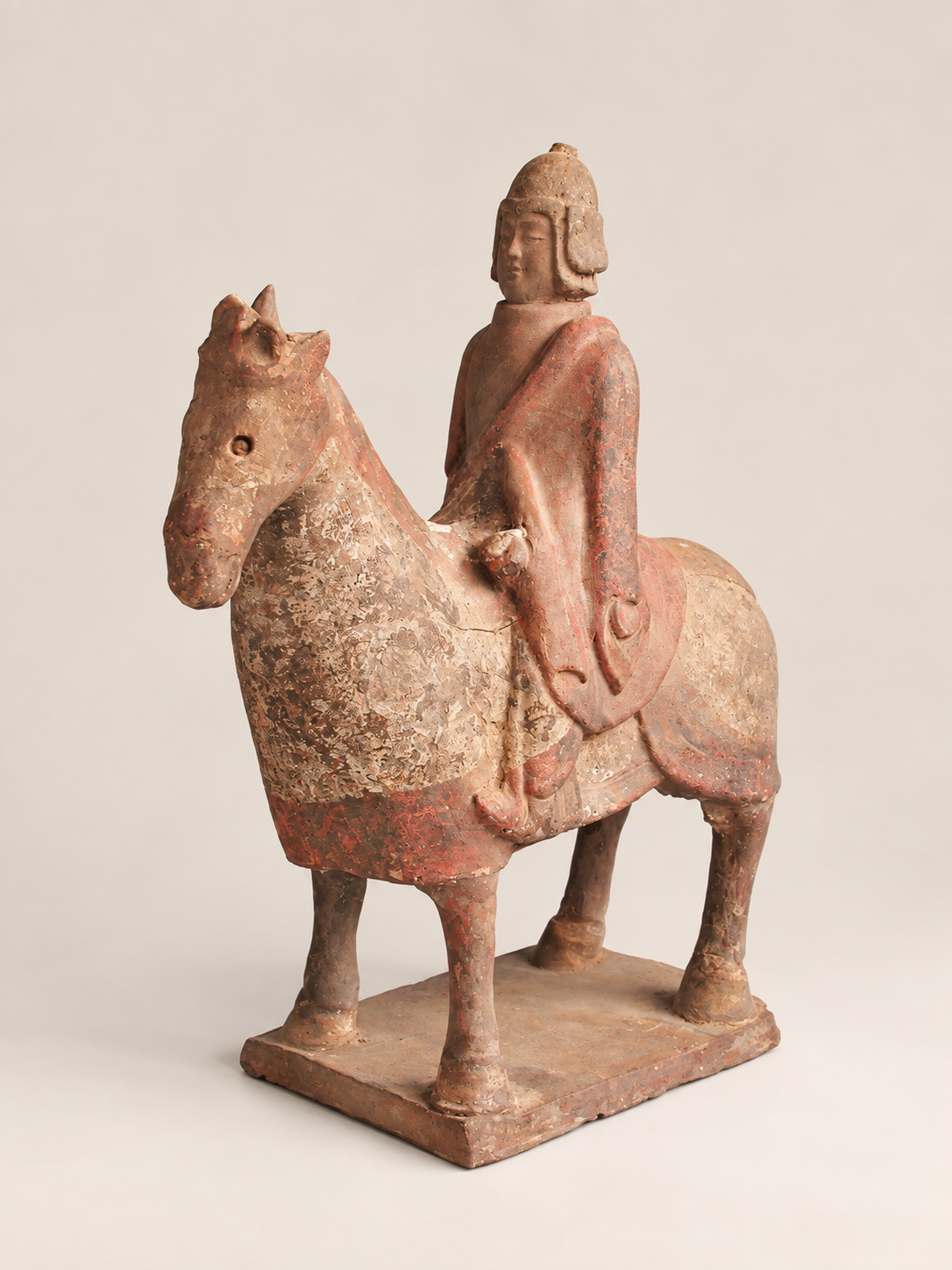 Northern Qi Dynasty Painted Pottery Equestrian Warrior 北齊 彩繪陶騎馬武士俑