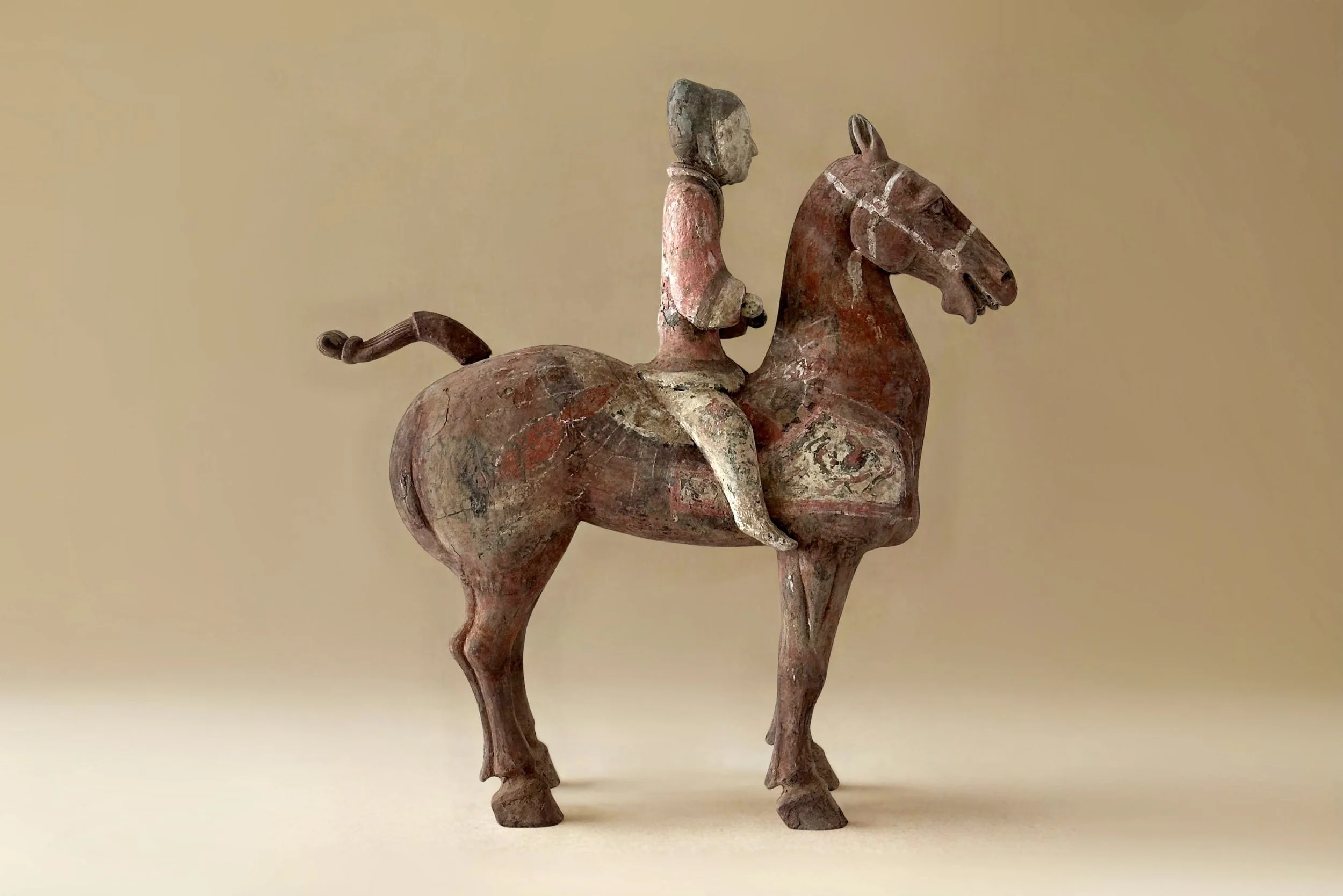 Han Dynasty Painted Pottery Horse and Rider 漢代彩繪陶馬與騎士像
