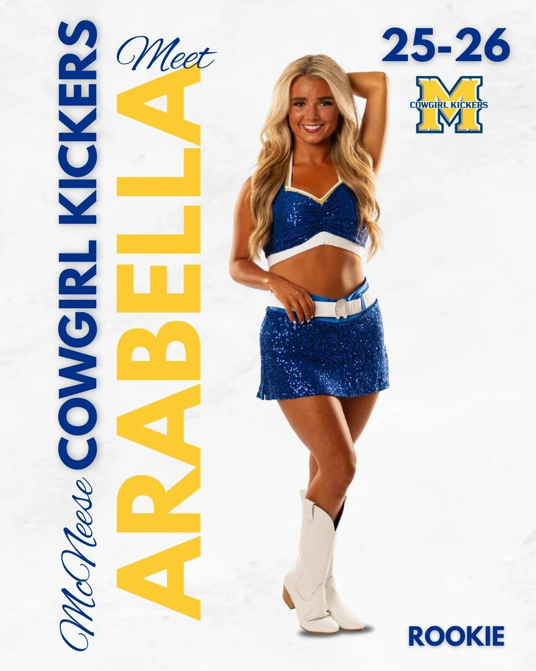 MEET THE TEAM🤠 next up is one of our rookies ✨ARABELLA SALTZMAN✨
ㅤ
Arabella is majoring in Psychology at McNeese. She's from Sulphur, LA and her dance training comes from Katy Kress Dance Revolution.
ㅤ
She has 16 years of dance at KKDR and The Lead,