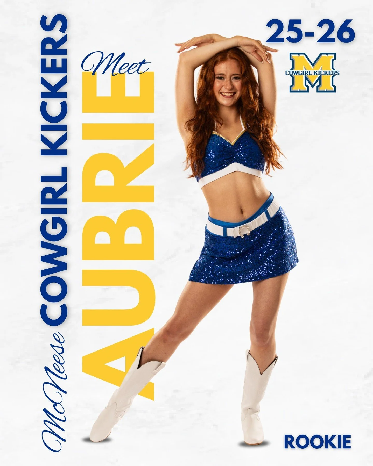 MEET THE TEAM🤠 next up is one of our rookies ✨AUBRIE LYONS✨
ㅤ
Aubrie is majoring in Mass Communications at McNeese. She's from Lake Charles, LA, and her dance training comes from Cathy Kurth Dance Academy.
ㅤ
She has 16 years of dance in ballet, jazz