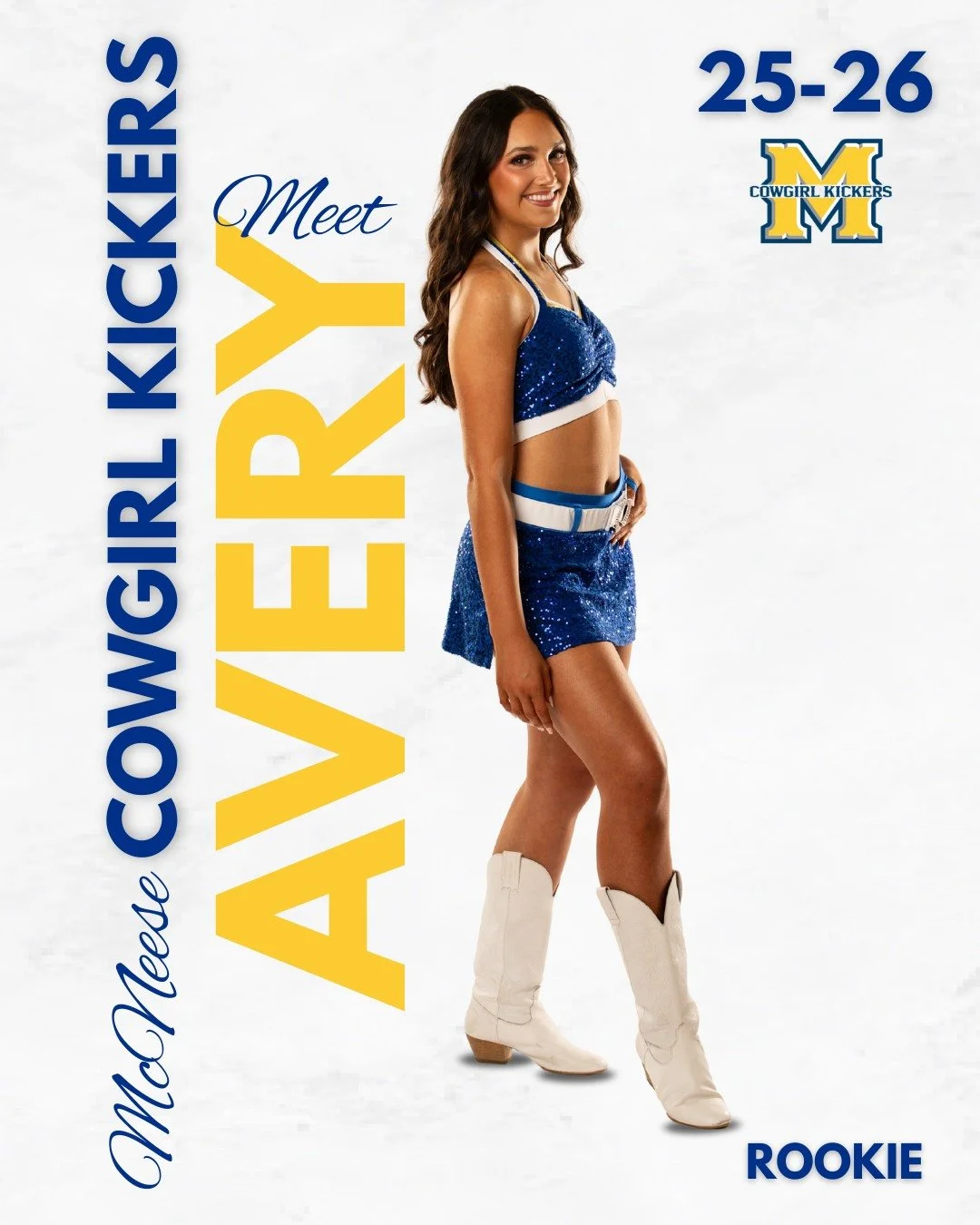MEET THE TEAM🤠 next up is one of our rookies ✨AVERY SCHULZ✨
ㅤ
Avery is majoring in Elementary Education at McNeese. She's from Moss Bluff, LA, where she was on the Sam Houston Broncettes dance team. Her dance training comes from Cathy Kurth Dance Ac