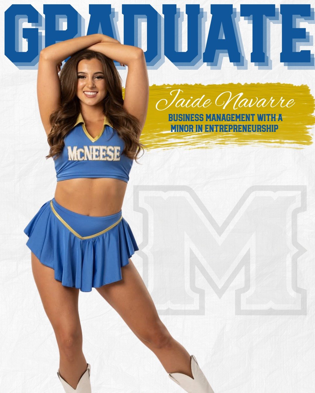 We are incredibly PROUD of our graduate and past co-captain @jaide_navarre ! Today is the day you&rsquo;ve worked tirelessly for, and we hope you enjoy your day and celebrate your achievements! 💙💛🎓