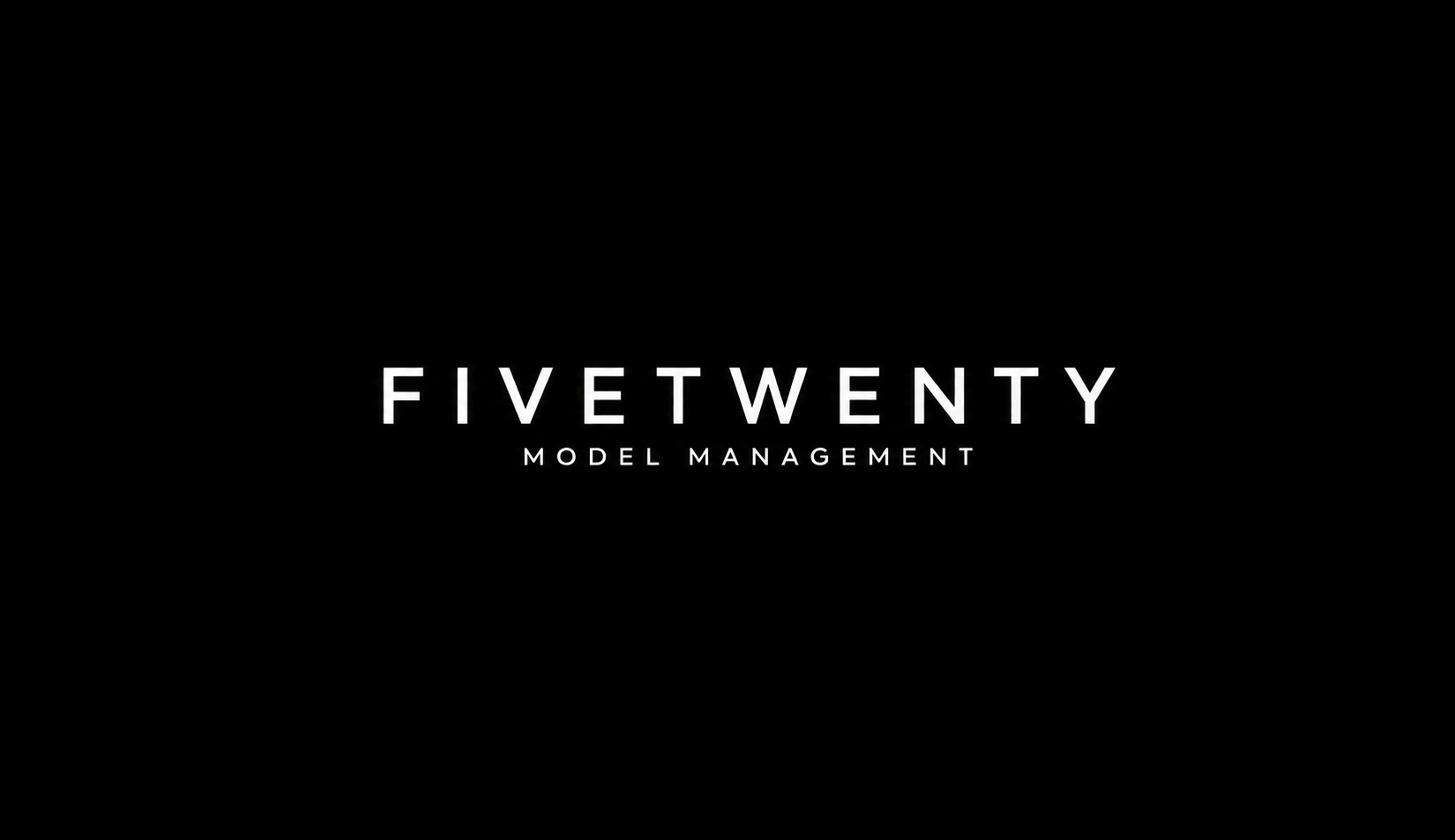 Logo for FIVETWENTY Model Management with white text on a black background.