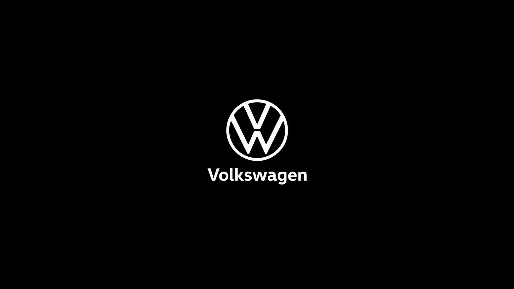 Volkswagen logo centered on a black background with the word 'Volkswagen' written below it.