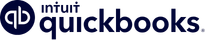 QuickBooks logo with blue background and white text