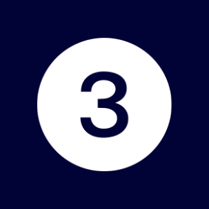A white billiard ball with the number three on it, set against a dark background.