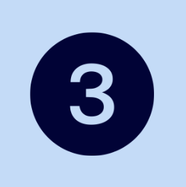 A blue background with a dark blue circle in the center displaying the number 3 in light blue.