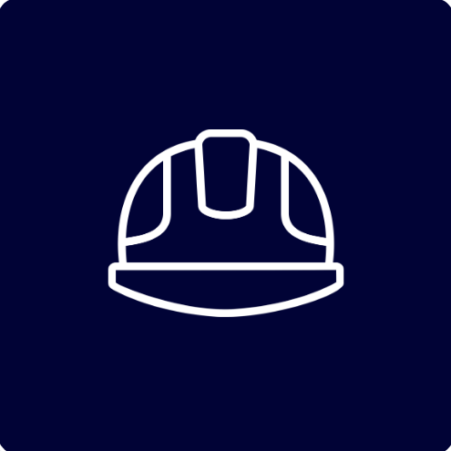 Icon of a safety helmet or hard hat on a dark background.