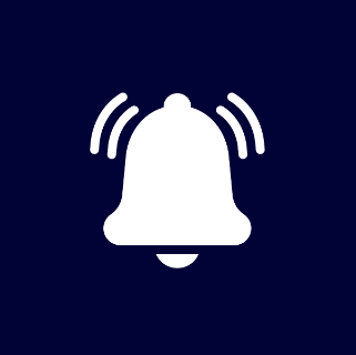 Icon of a bell with sound waves indicating a notification or alert.