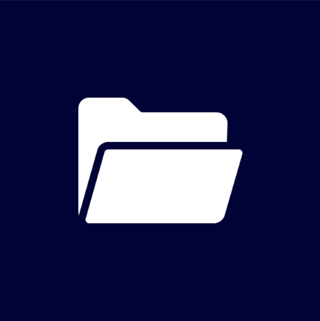 Icon of a white folder on a navy blue background
