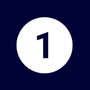Number one inside a white circle on a dark blue background