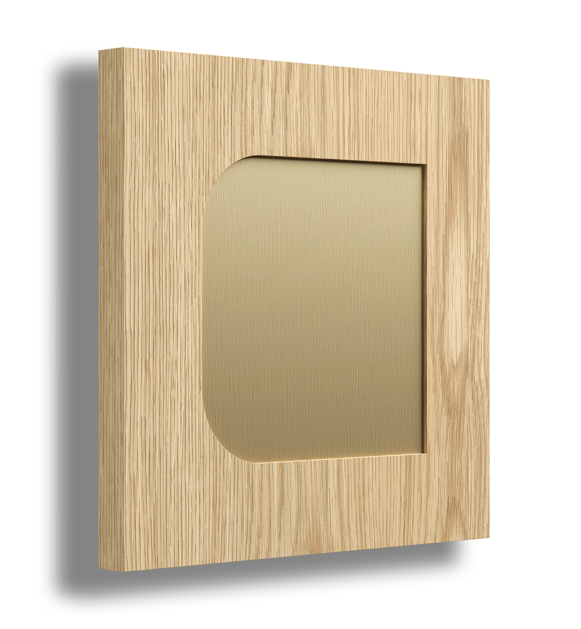 Semi round profile timber joinery door with a brushed bronze feature accent.