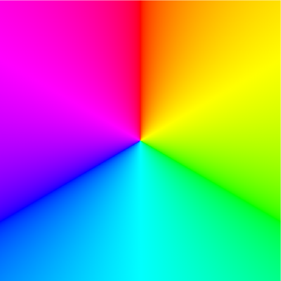 Radial gradient with vibrant colors including pink, red, yellow, green, blue, and purple blending outward from the center.