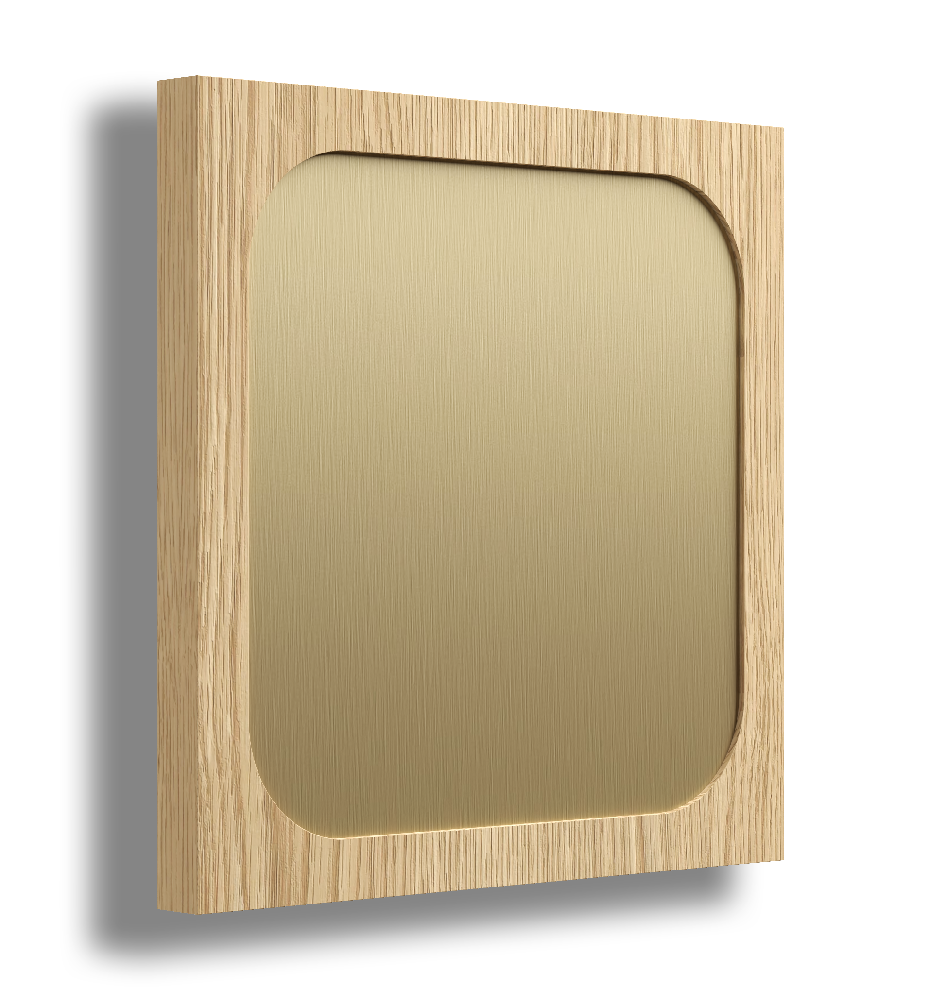 Round profile timber joinery door with a brushed bronze feature accent.