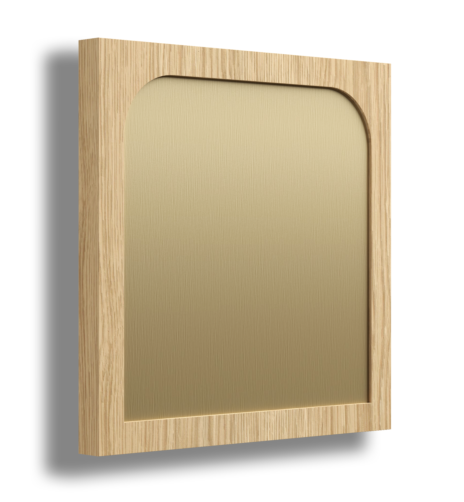 arched timber joinery door with a brushed bronze feature accent.