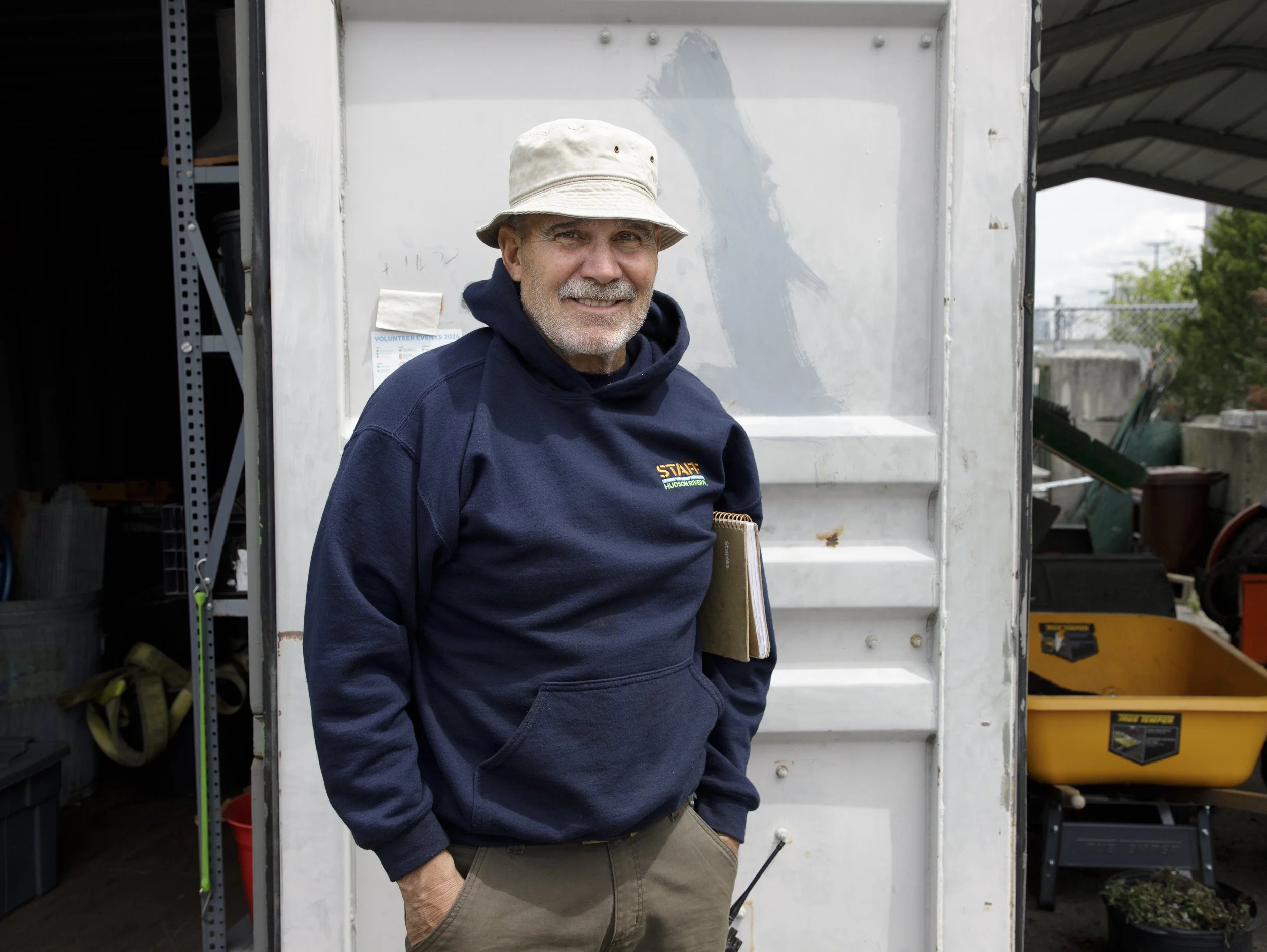 Portrait of David Lowenguth outside a storage container.