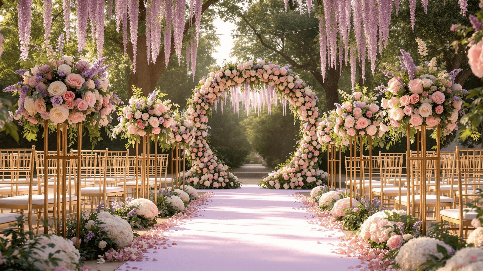 pink and lavendar wedding aisle setup.png