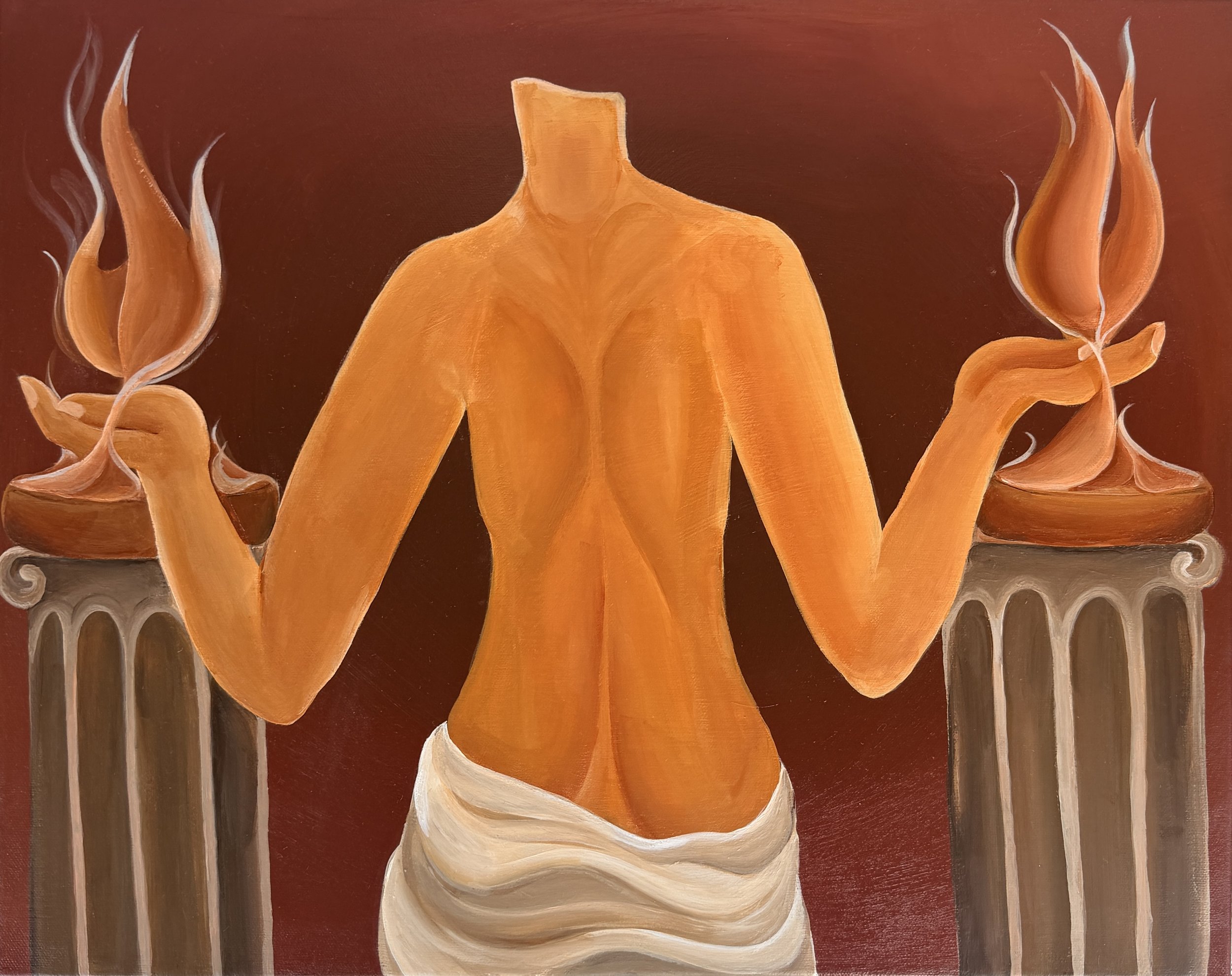 Fire Heart 18" x 20" Acrylic On Canvas