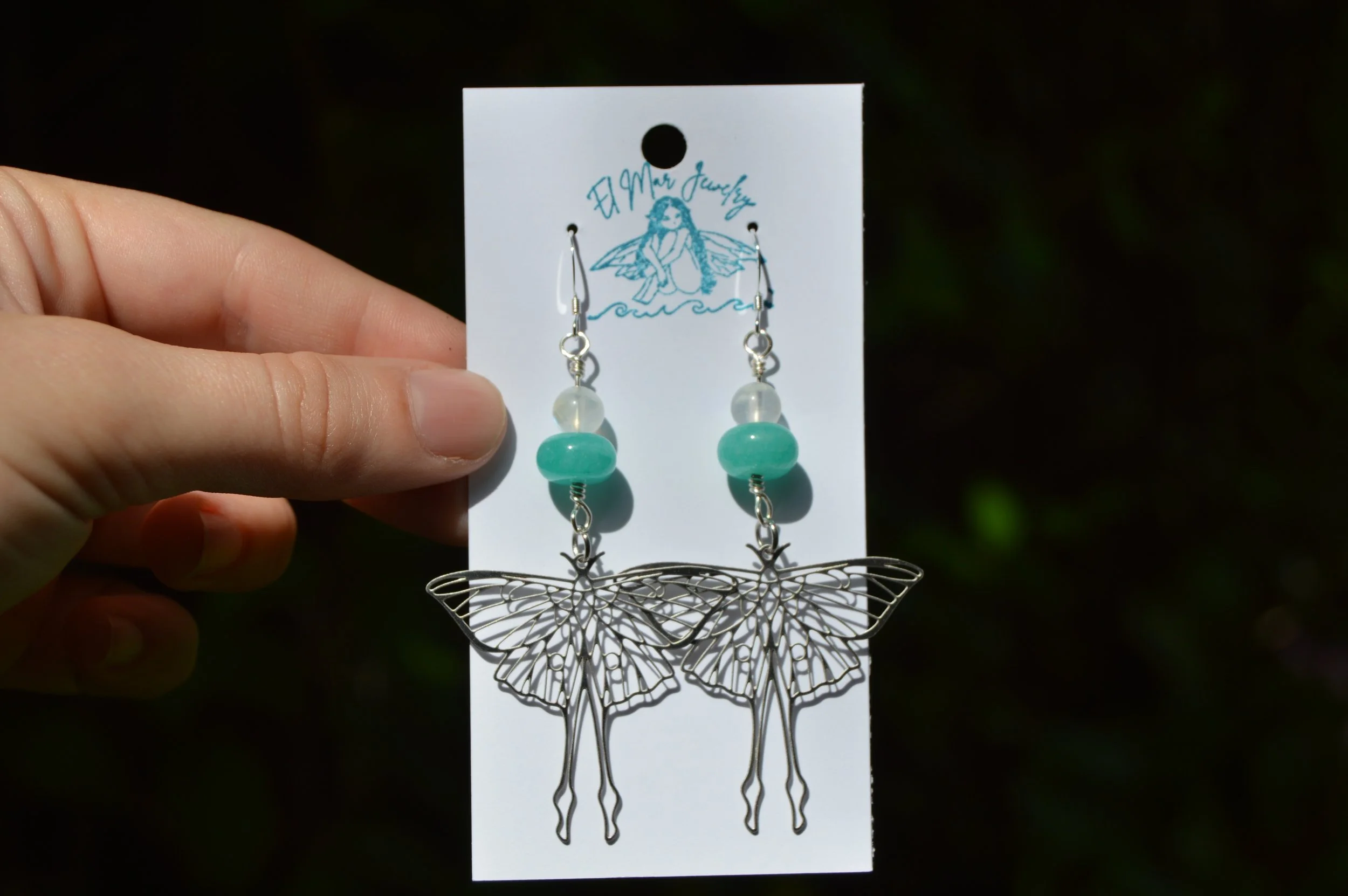 Amazonite Luna Moth Earrings