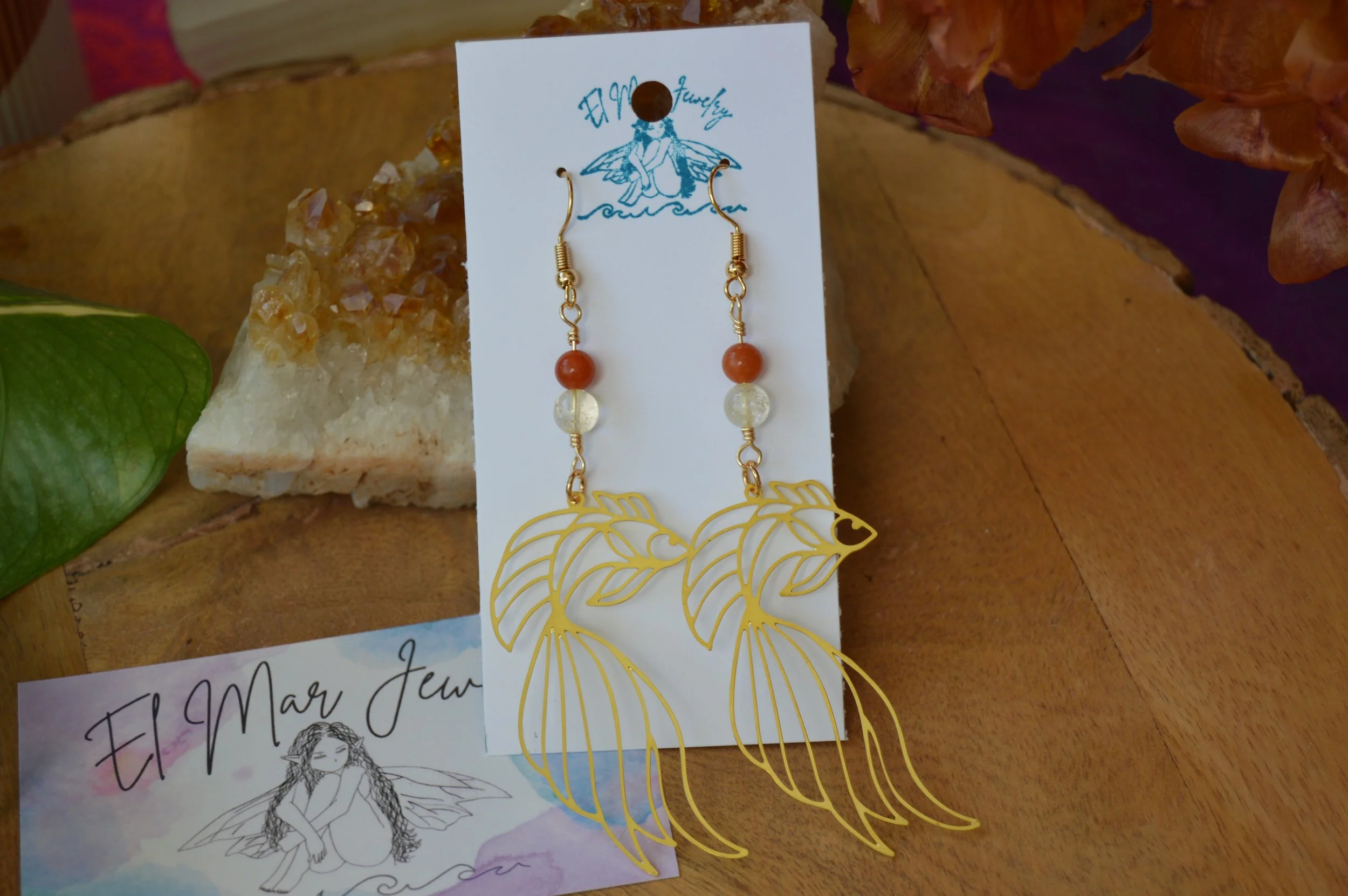 Aventurine Betta Fish Earrings