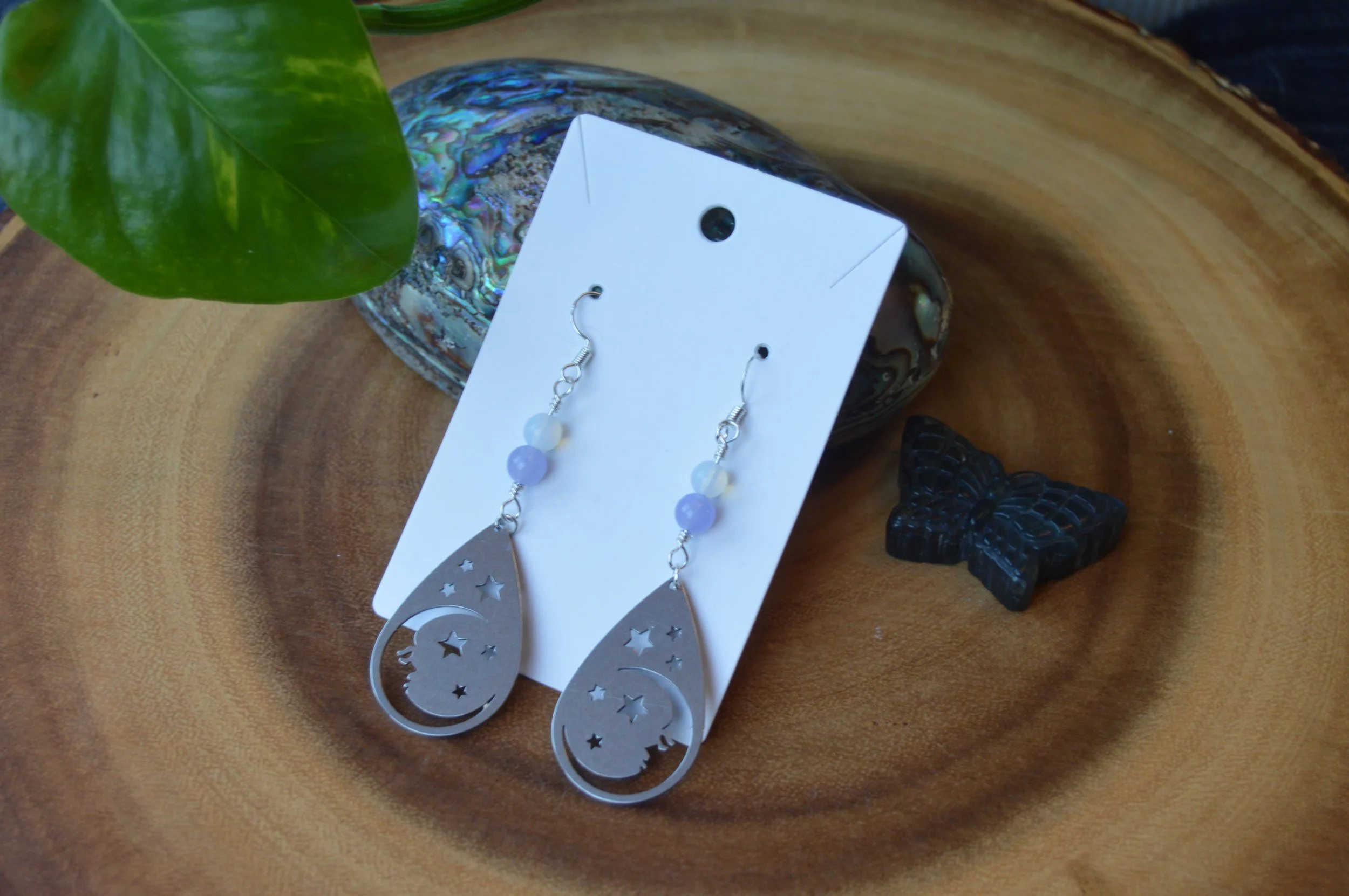 Opalite Sleeping Moon Earrings