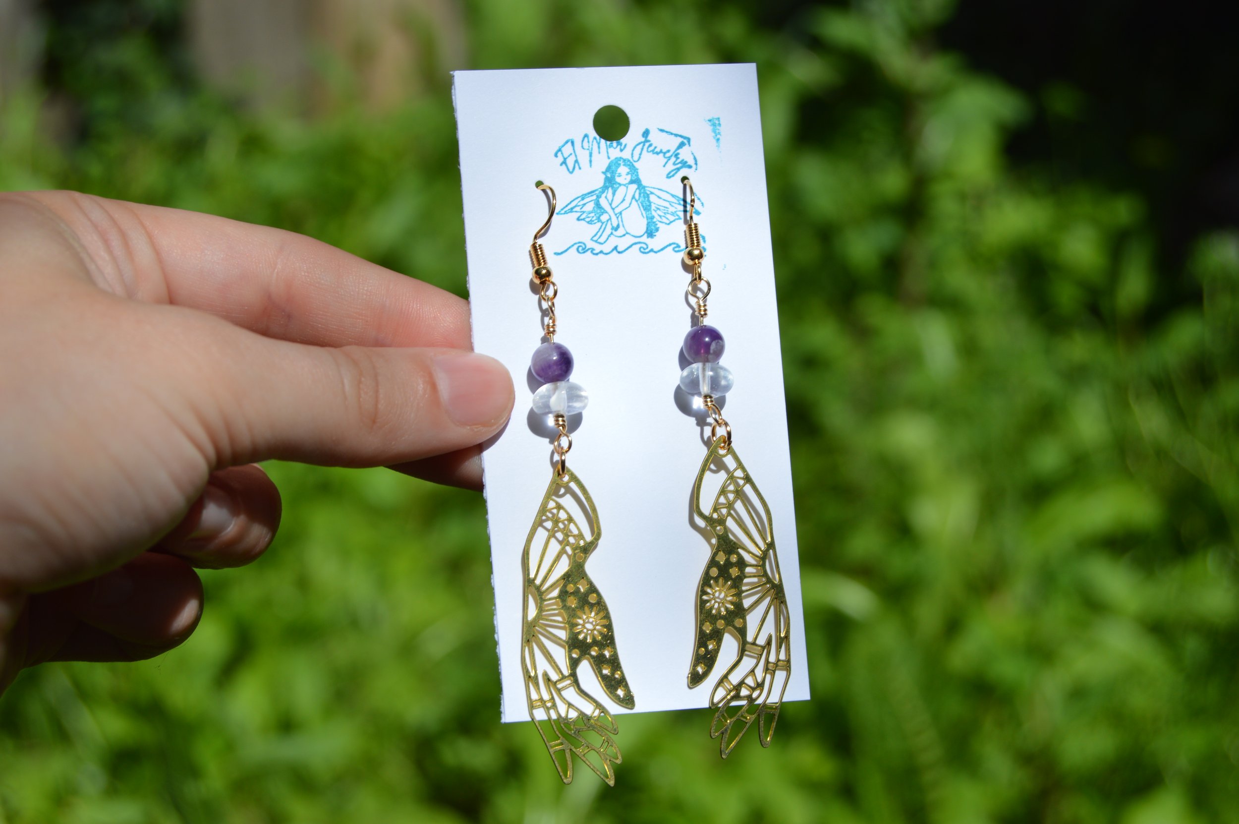 Amethyst Ethereal Hands Earrings