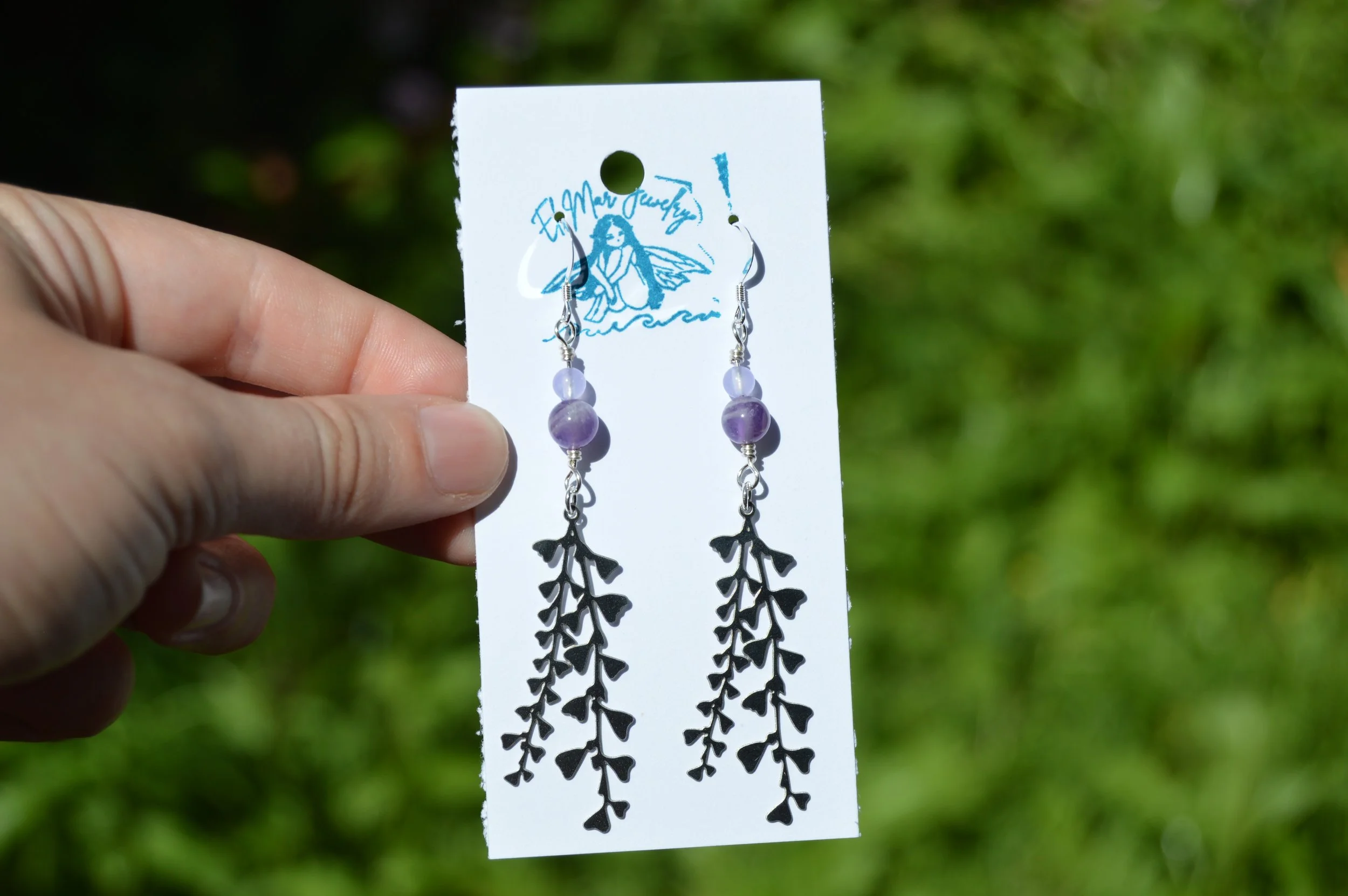 Amethyst Lavender Sprig Earrings