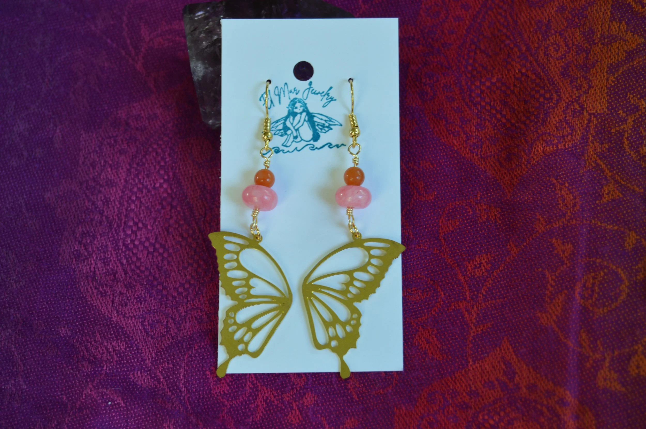 Tourmaline Butterfly Wing Earrings