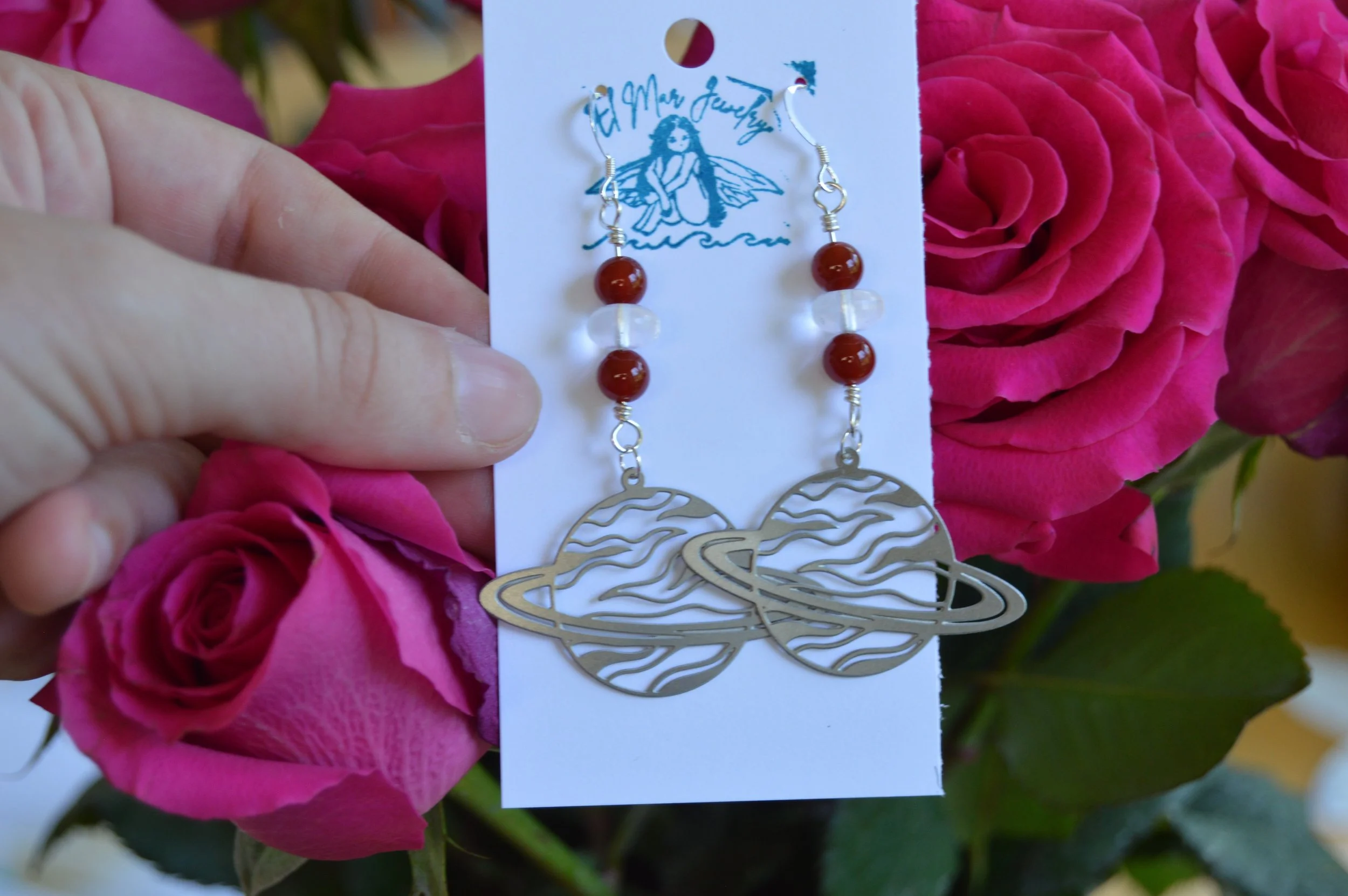 Carnelian Saturn Earrings