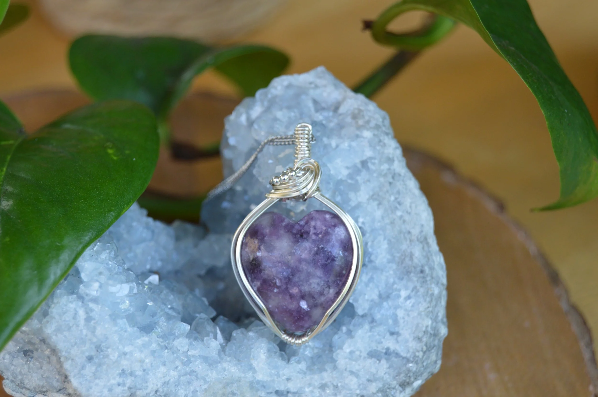 Lepidolite Heart Pendant Necklace