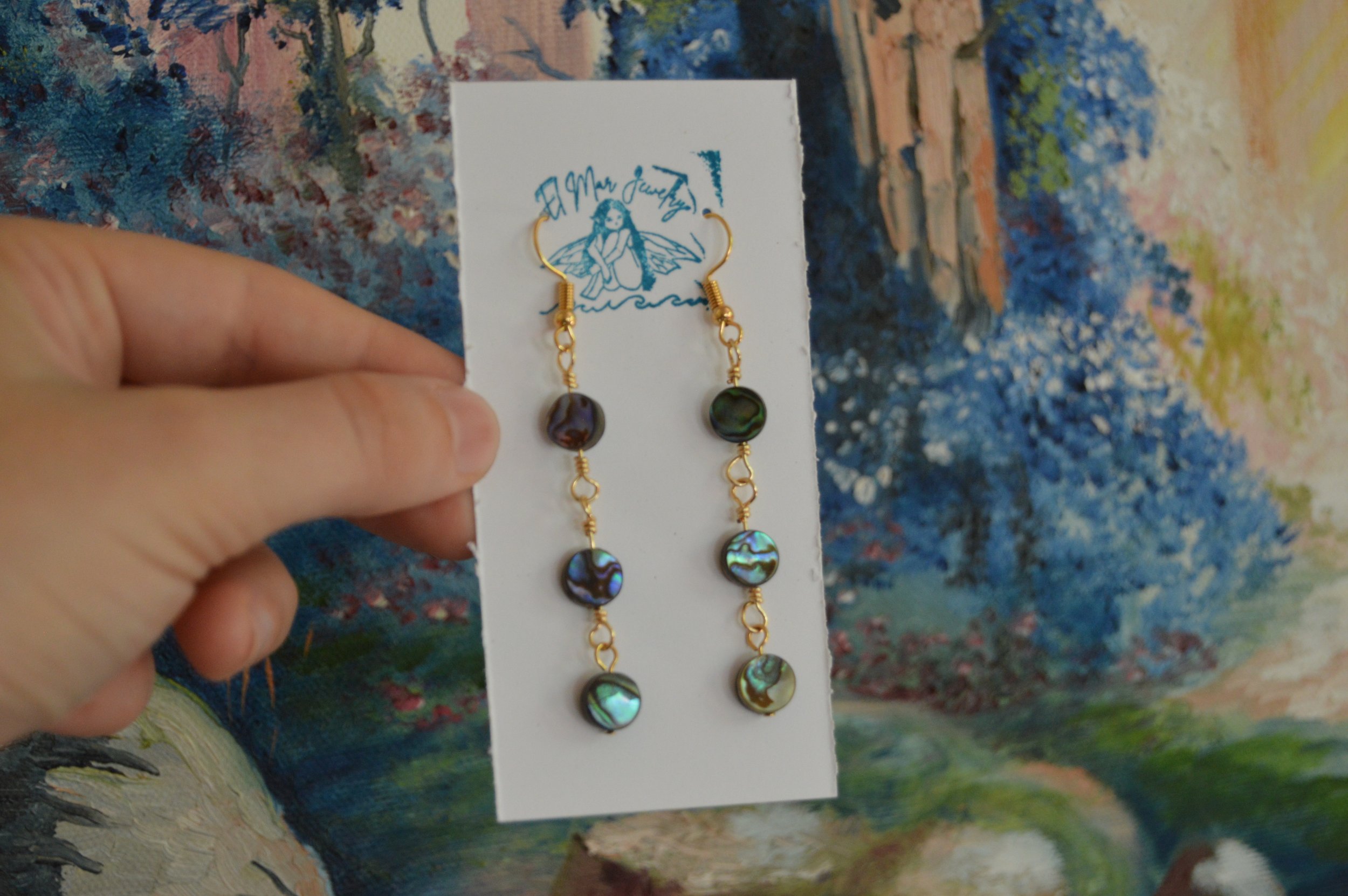 Golden Abalone Shell Earrings