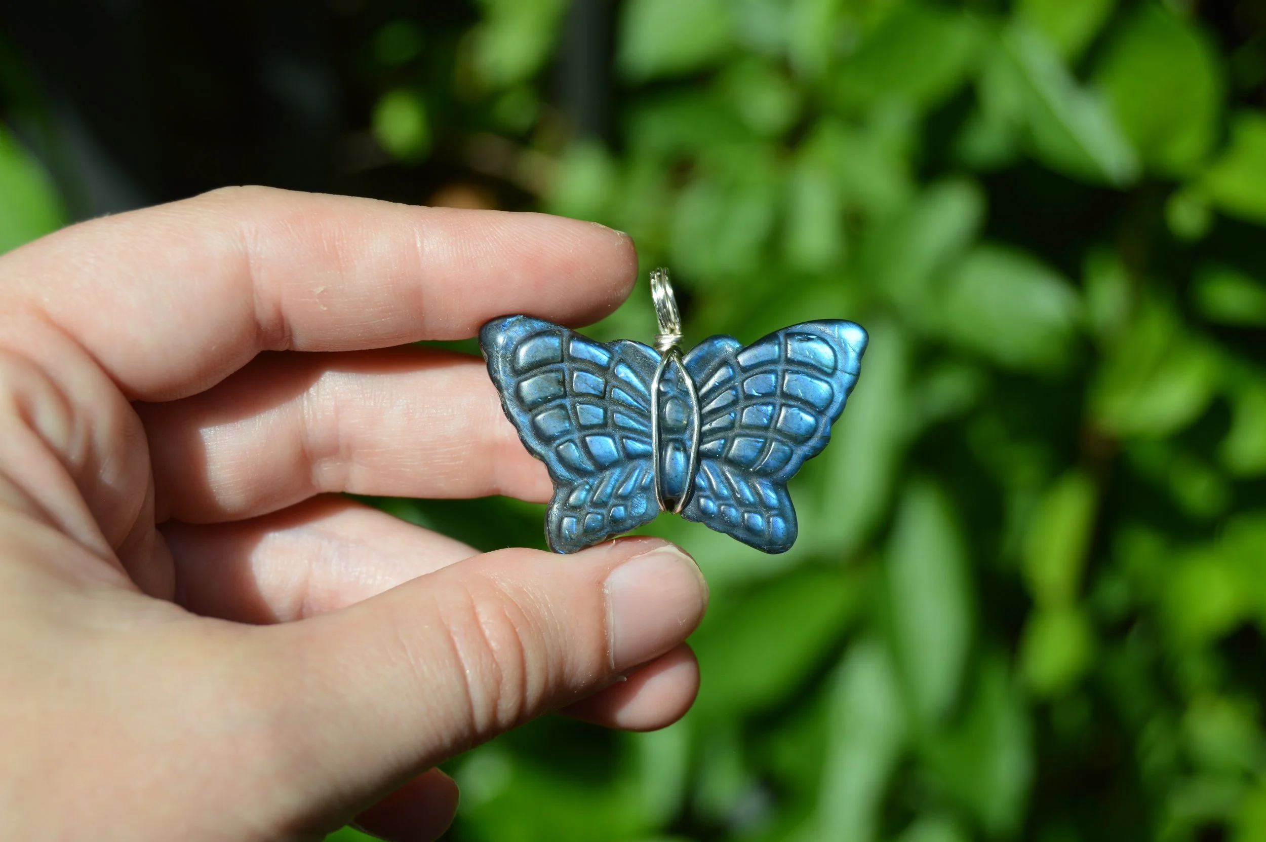Labradorite Butterfly Pendant Necklace