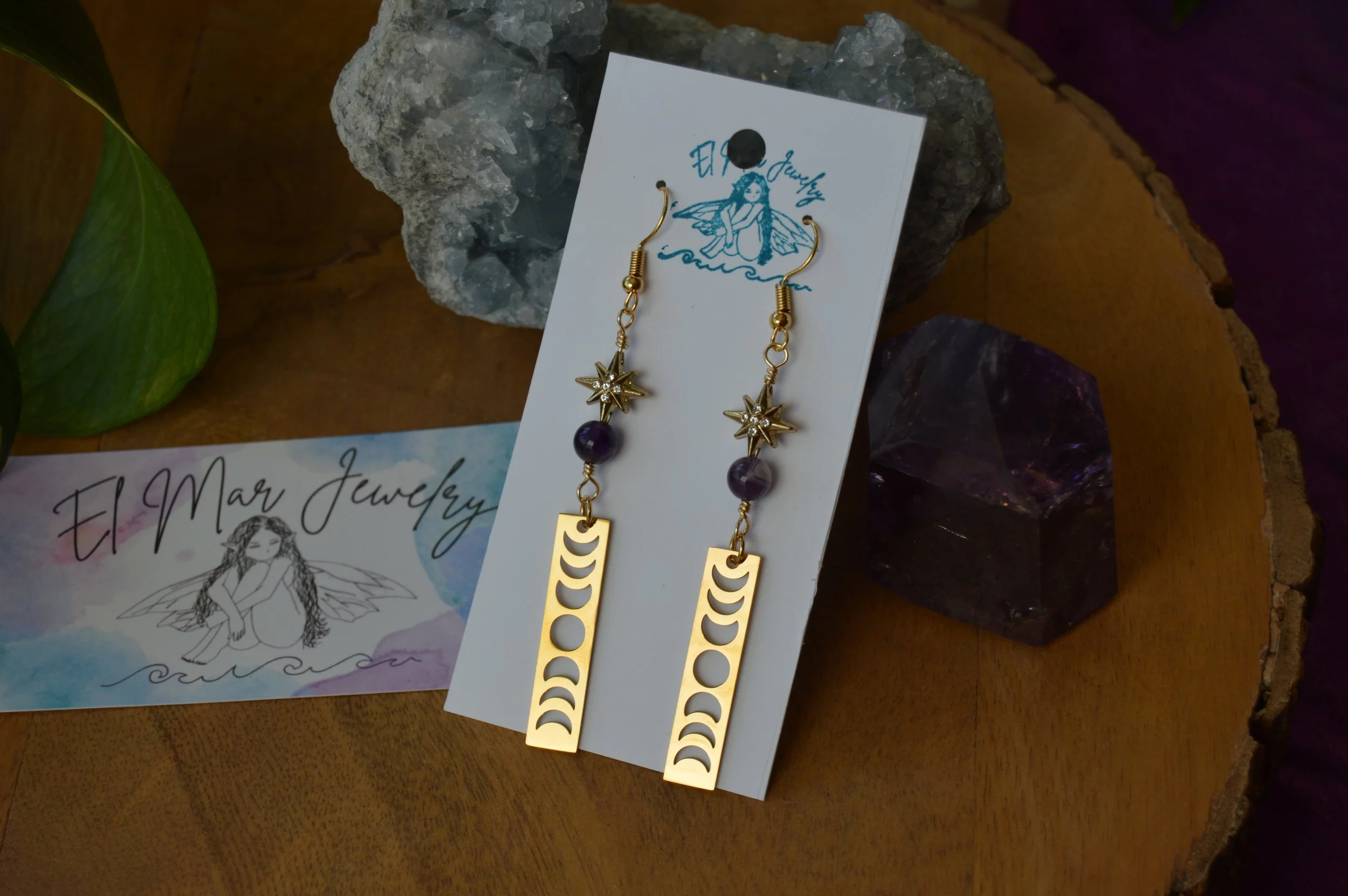 Amethyst Moon Phases Earrings