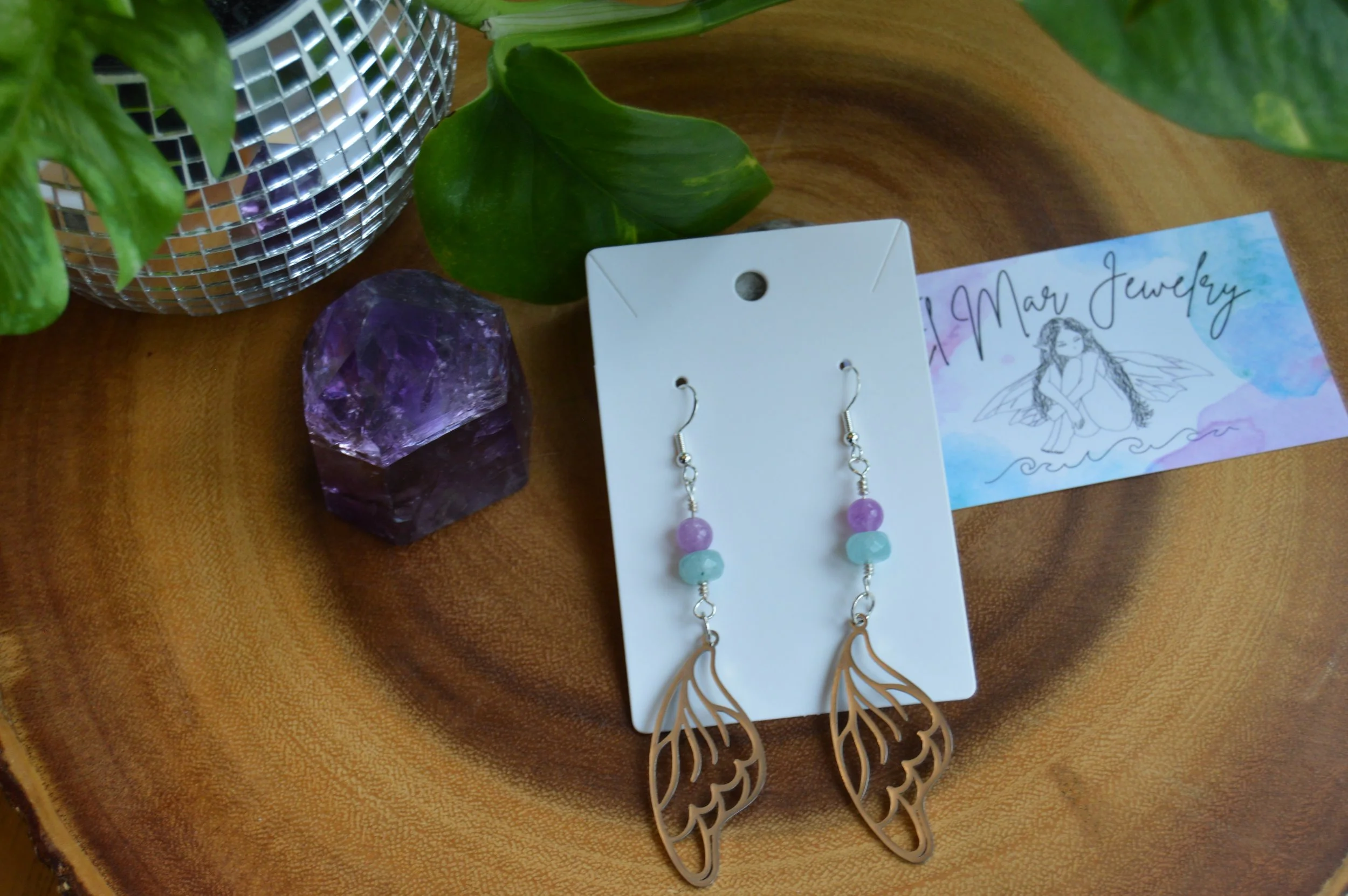Amazonite Dragonfly Wing Earrings